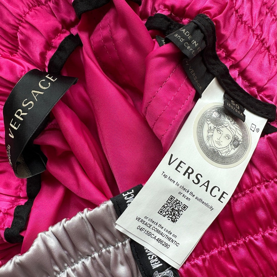 Versace Muay Thai Boxing Shorts Pink Silver Versace Medusa Patch 50 / L