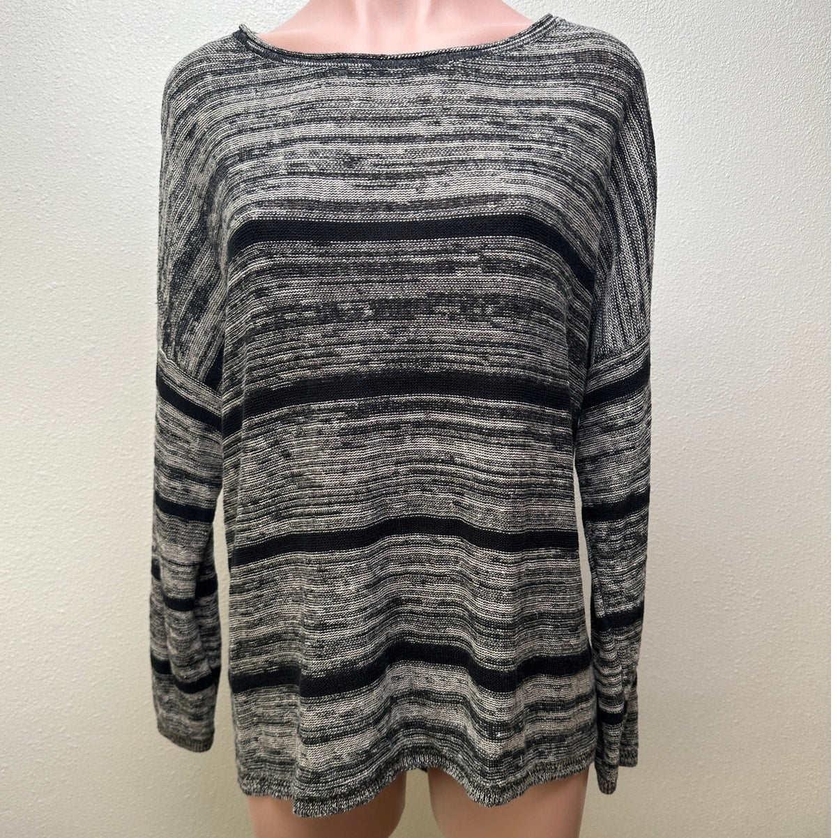 Eileen Fisher Organic Linen Striped Sweater L