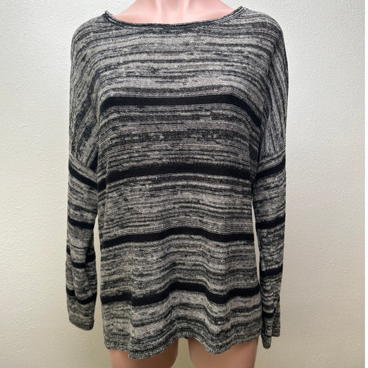 Eileen Fisher Organic Linen Striped Sweater L