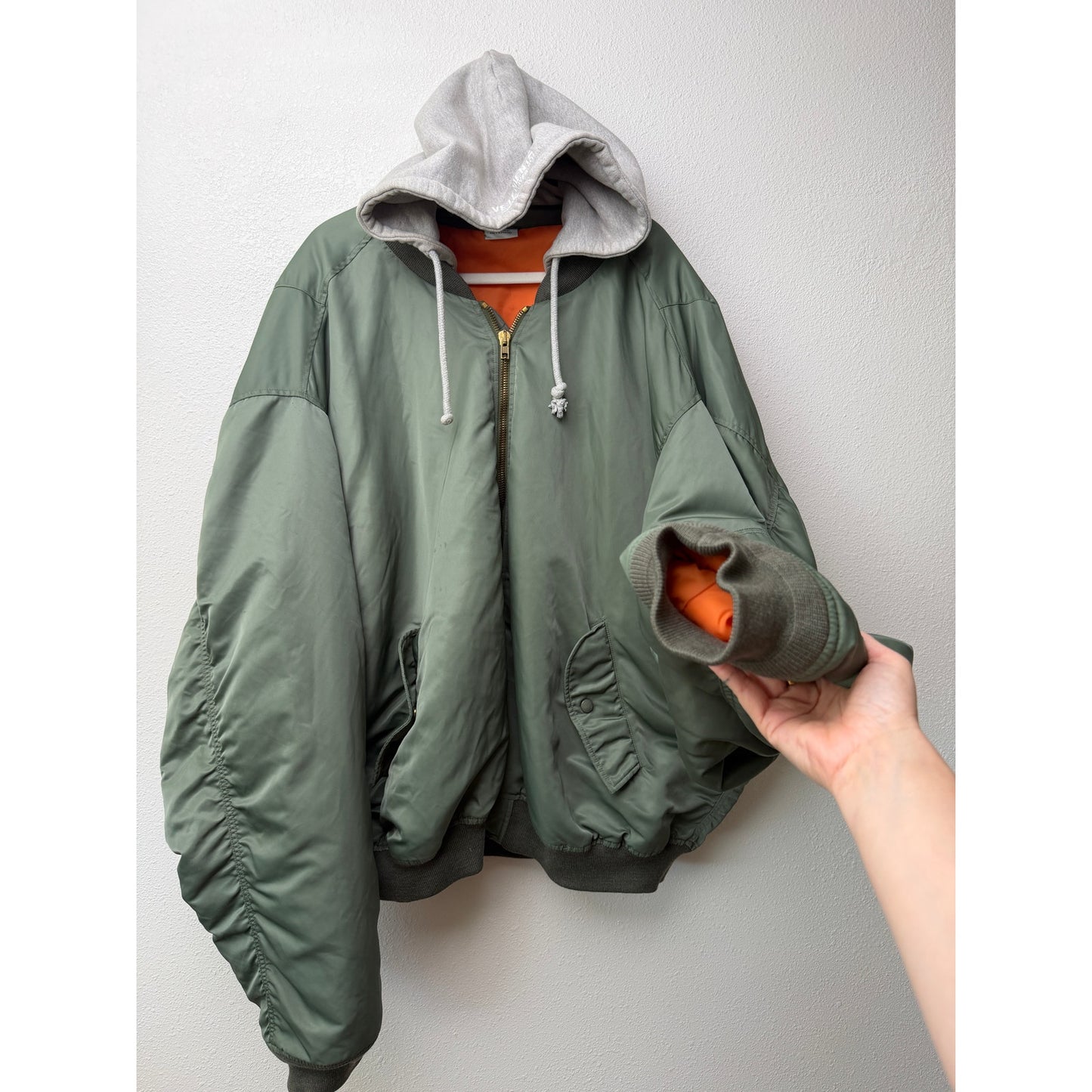 Vetements x Alpha Mens M Green Hooded MA1 Bomber