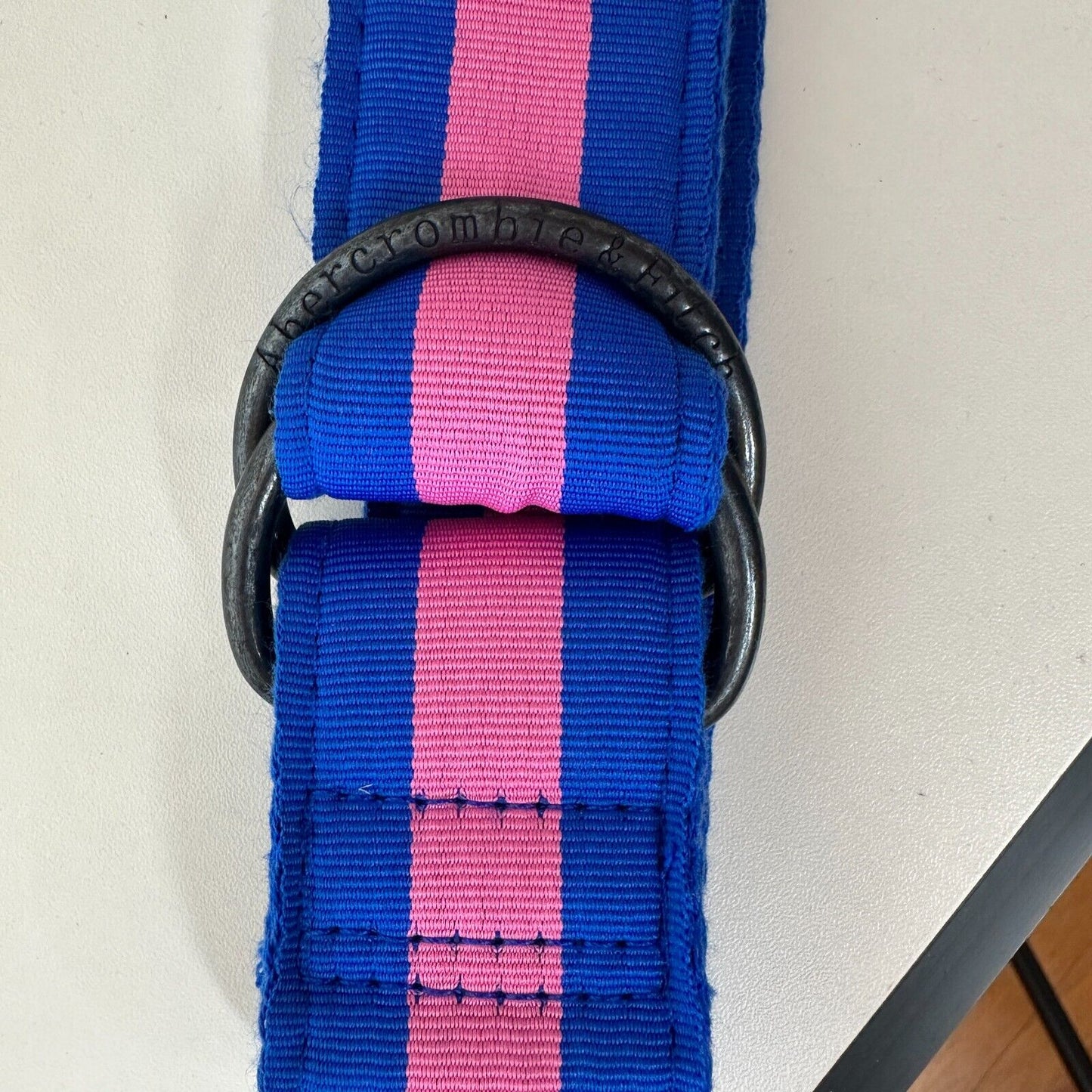 Abercrombie & Fitch Pink & Blue Stripe Canvas Belt Strap 28