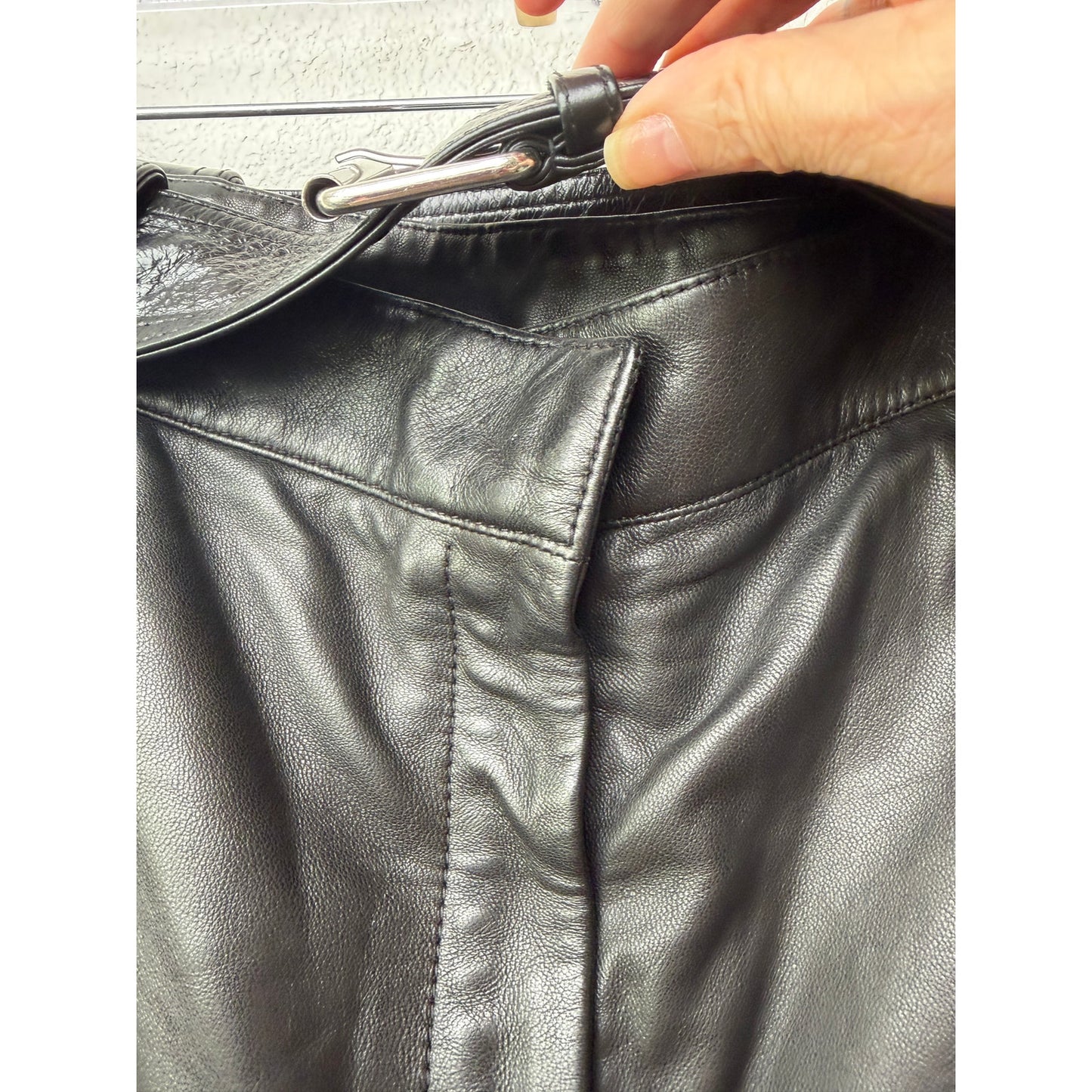 Alexander McQueen Womens US 14 Black Leather Moto Pants