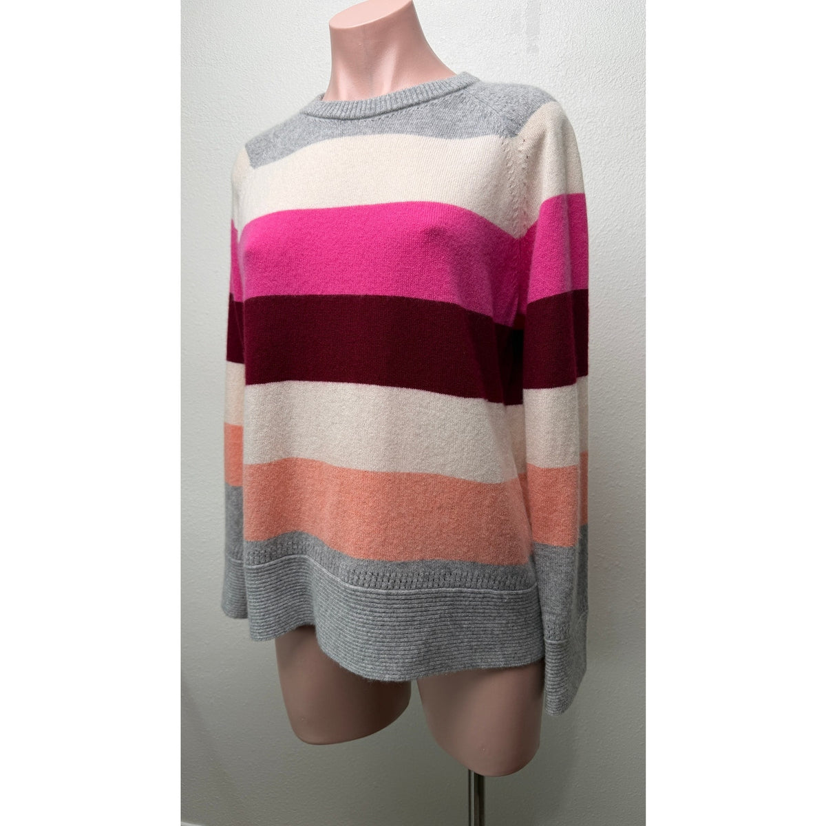 Marine Layer Gray Pink Stripe Cashmere Sweater Women S