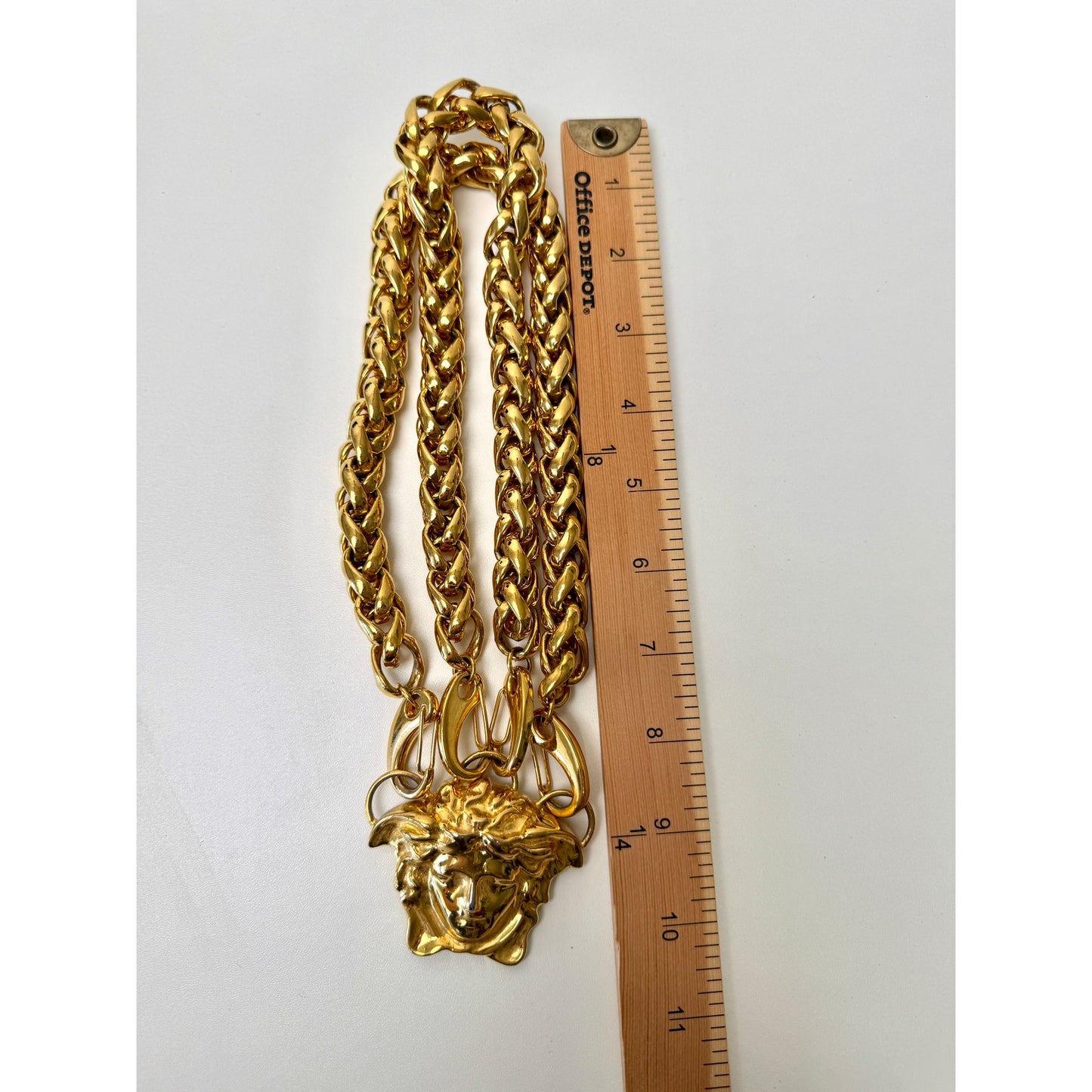 Versace Medusa Gold Double Chain Statement Necklace