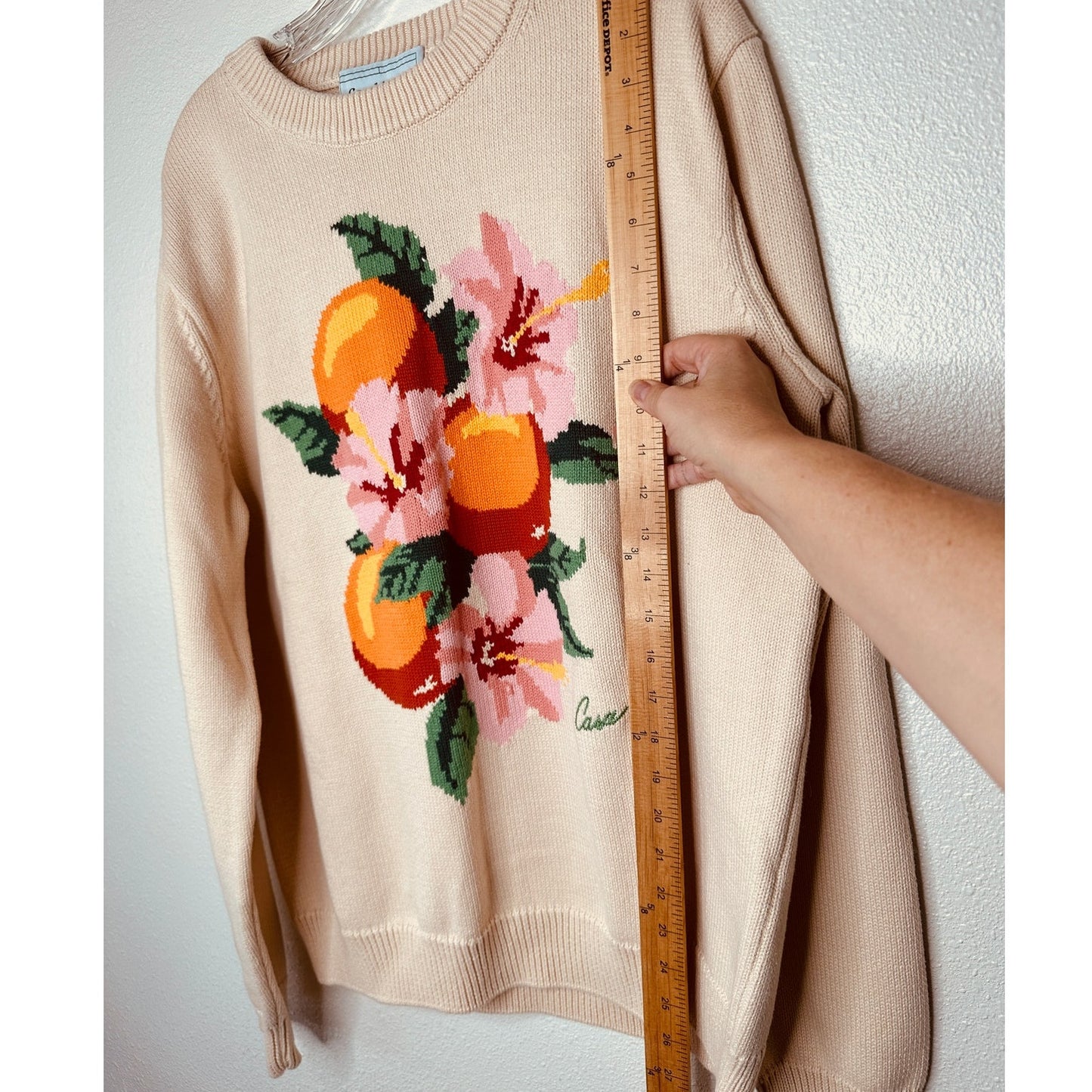 NWT Casablanca Cream Kapalia Oranges Graphic Intarsia Knit Sweater XXL