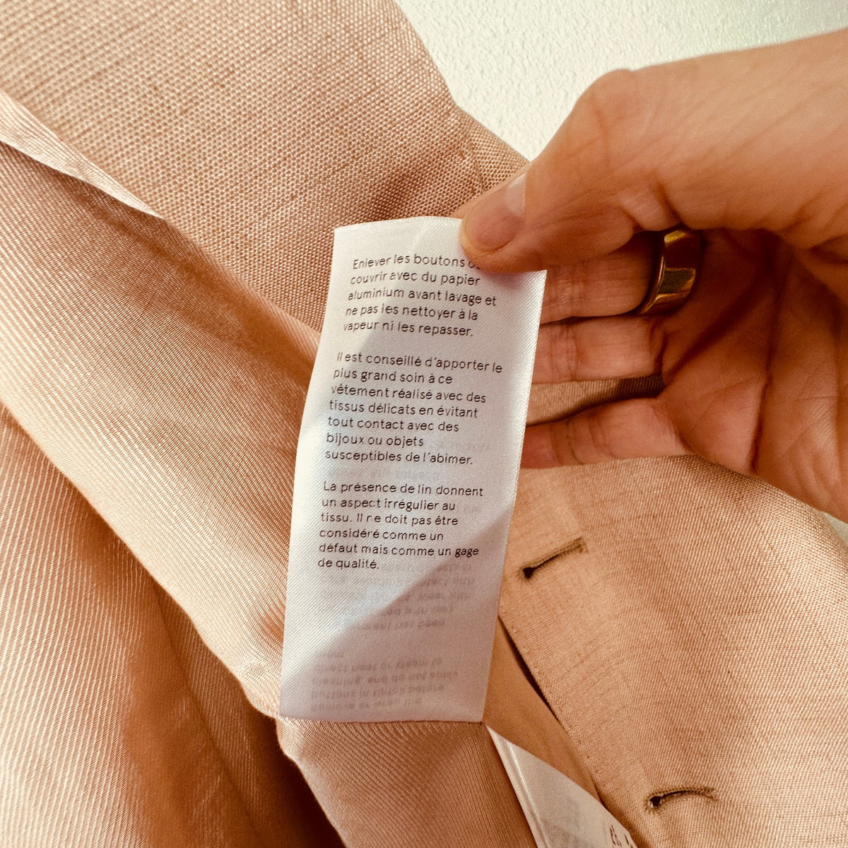 Stella McCartney Light Peach Front Button Viscose Linen Blazer Jacket 42