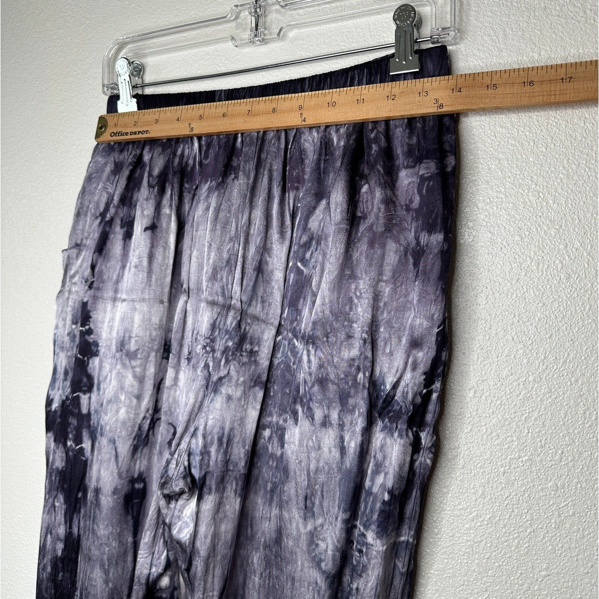 Nation Ltd Purple Cream Tie Dye Satin Elastic Waist Pocketed Pants S