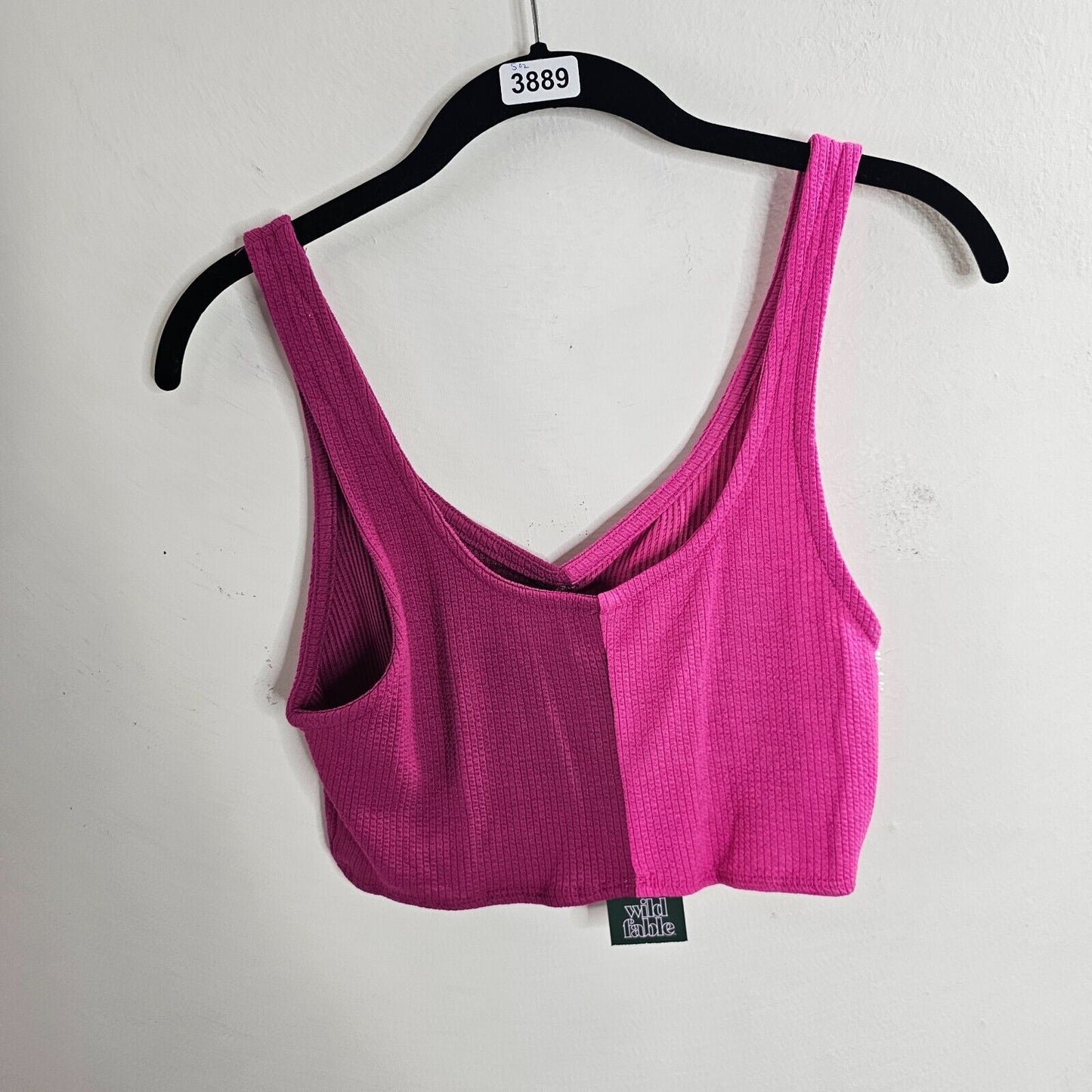NWT Wild Fable Pink Color Block Front Ruched Bralette Crop Tank Top Medium