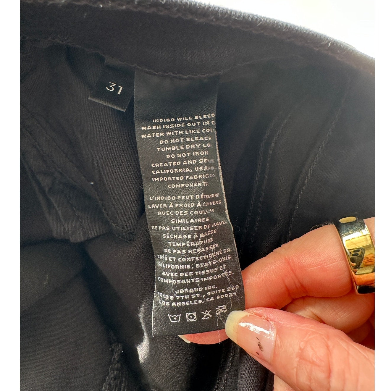 J Brand Alana Vesper High-Rise Skinny Jeans Black Women’s 31 Raw Hem