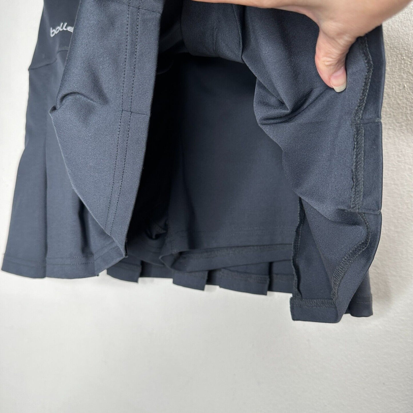 Bolle Jet Black Tennis Pickleball Pleated Skirt or Skort Built in Shorts S