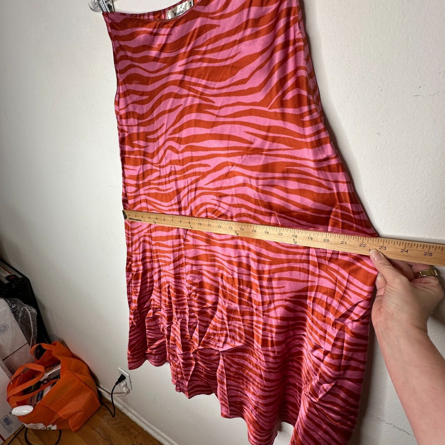 Monika Rust Orange Pink Patti Animal Print Maxi Skirt 100% Pure Silk XS