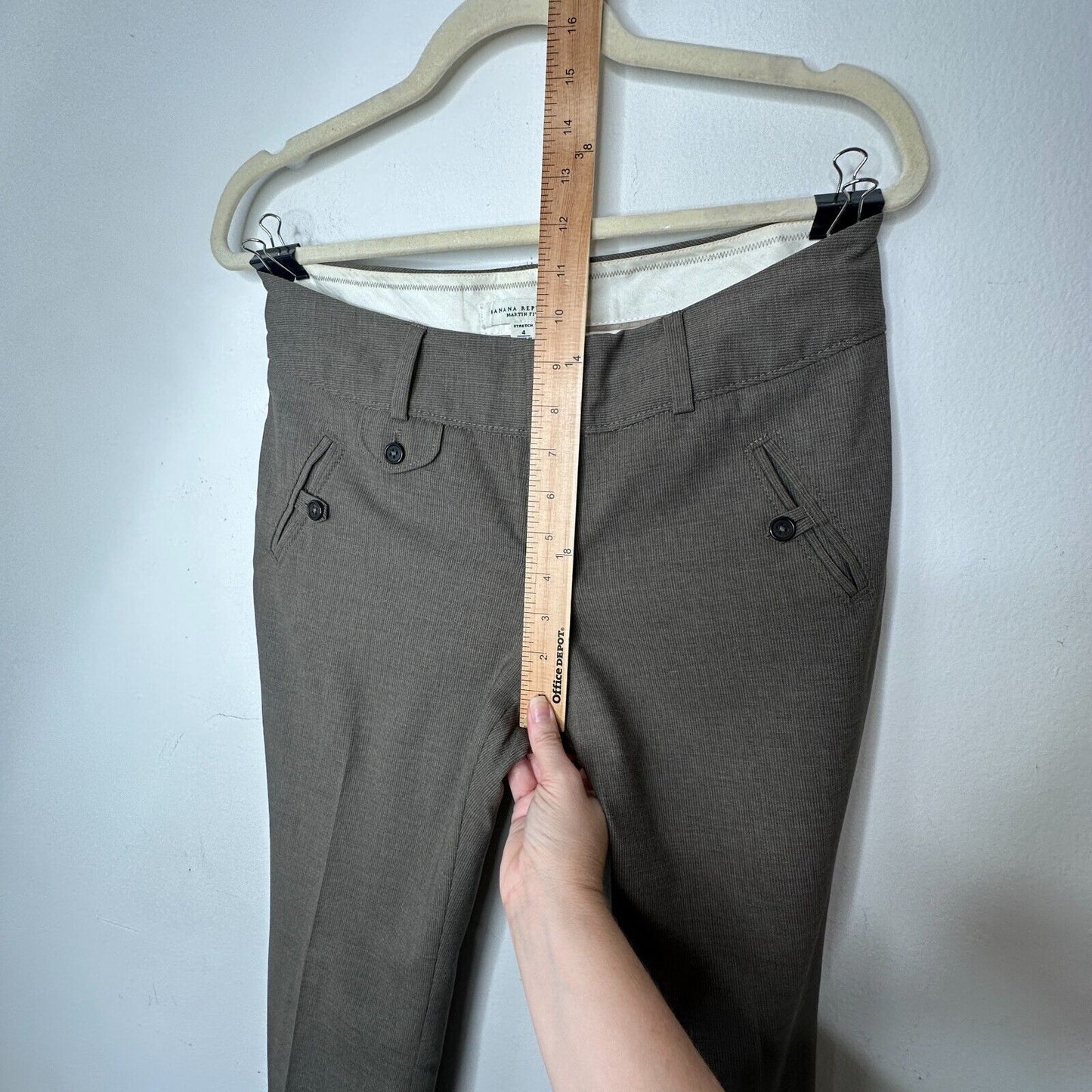 Banana Republic Brown Pinstripe Martin Fit Wide Leg Stretch Cuffed Dress Pant 4