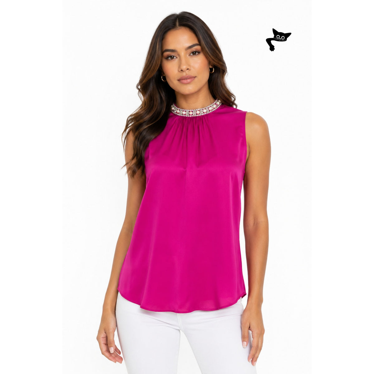 Amanda Uprichard Silk Pearl High Neck Blouse US S Pink