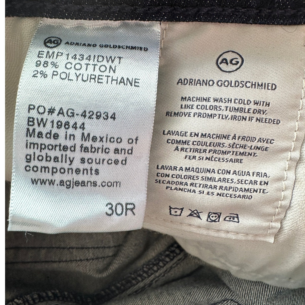 AG Medium Wash Whiskered Prima Cigarette Leg Jeans 30