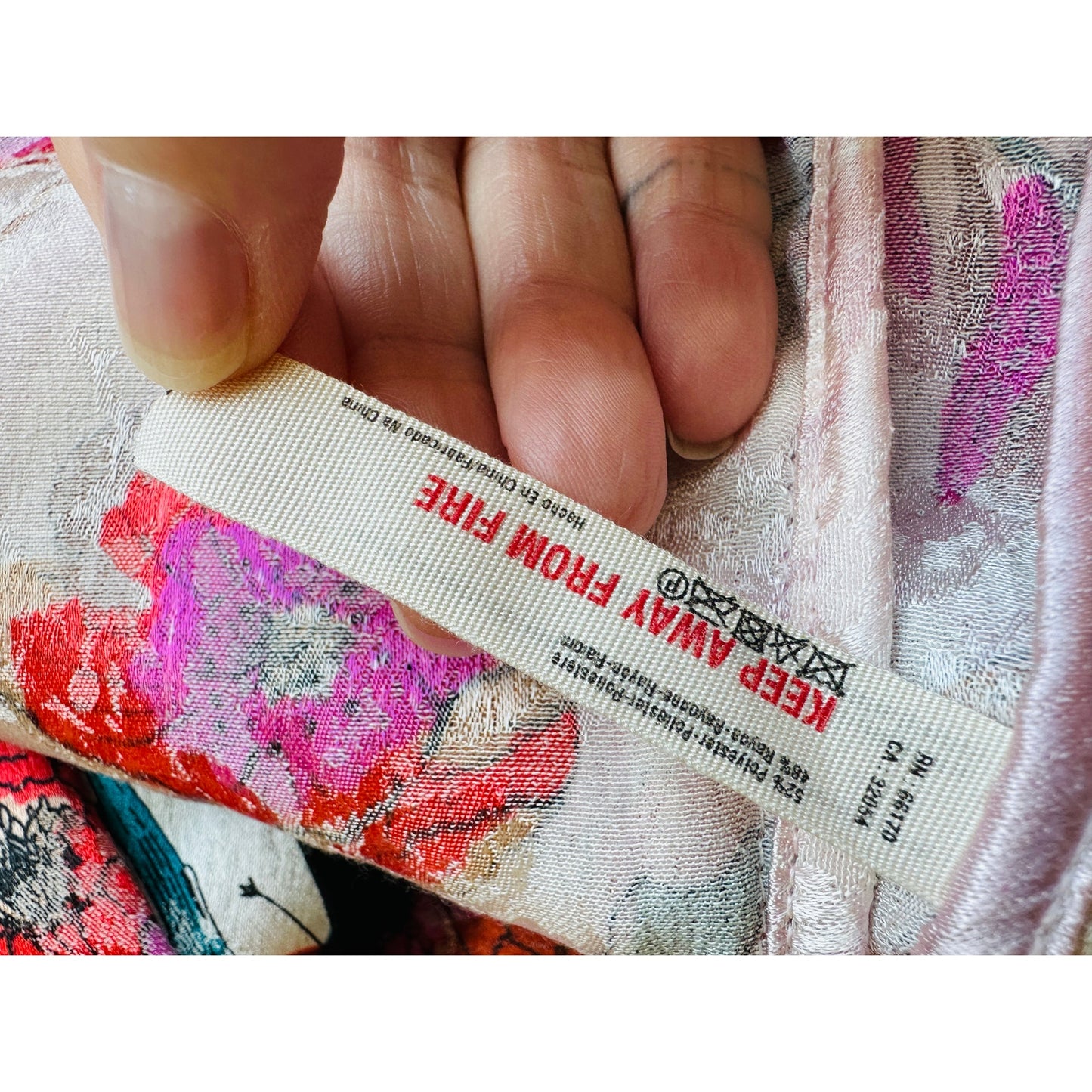 Free People Intimately Pale Pink Cream Multicolor Floral Asian Kimono Bathrobe XS