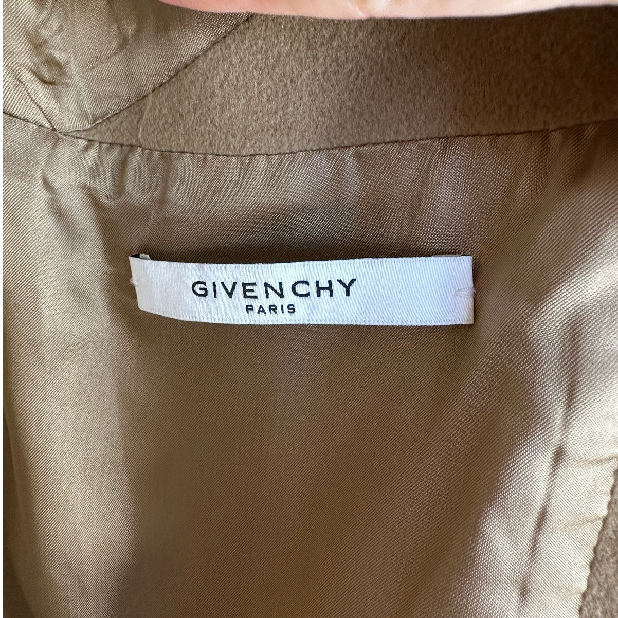 Givenchy Camel Tan Wool & Cashmere Blend Color Block Overcoat 48 / XXL