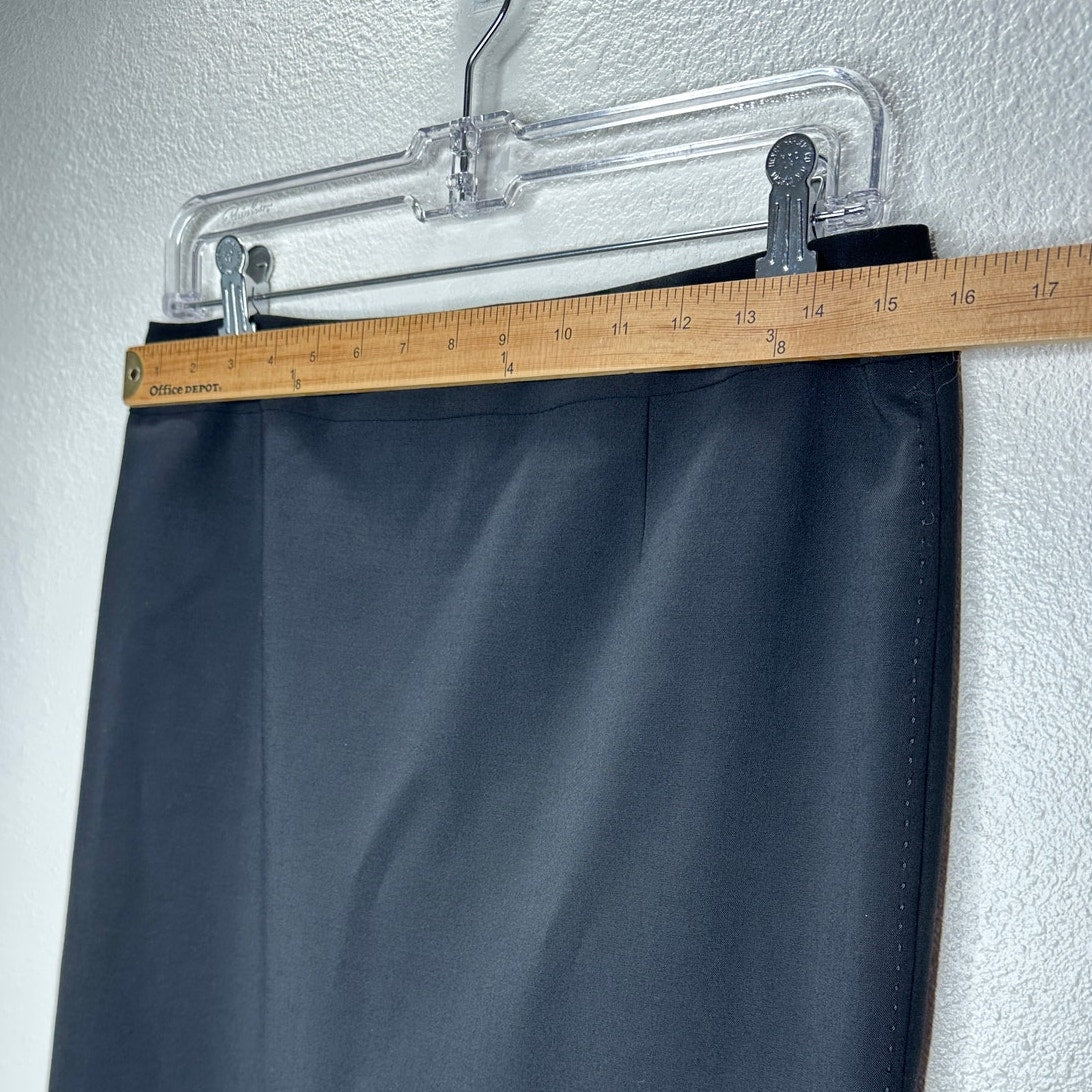 Elie Tahari Black Lined Back Zip & Split Pencil Skirt 6