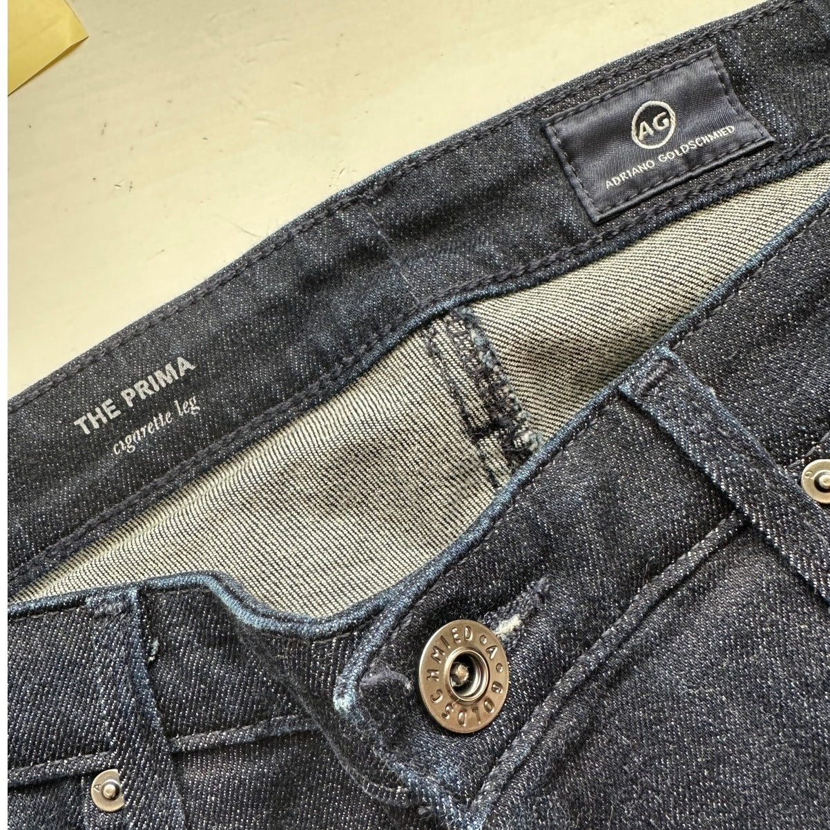 AG Medium Wash Whiskered Prima Cigarette Leg Jeans 30