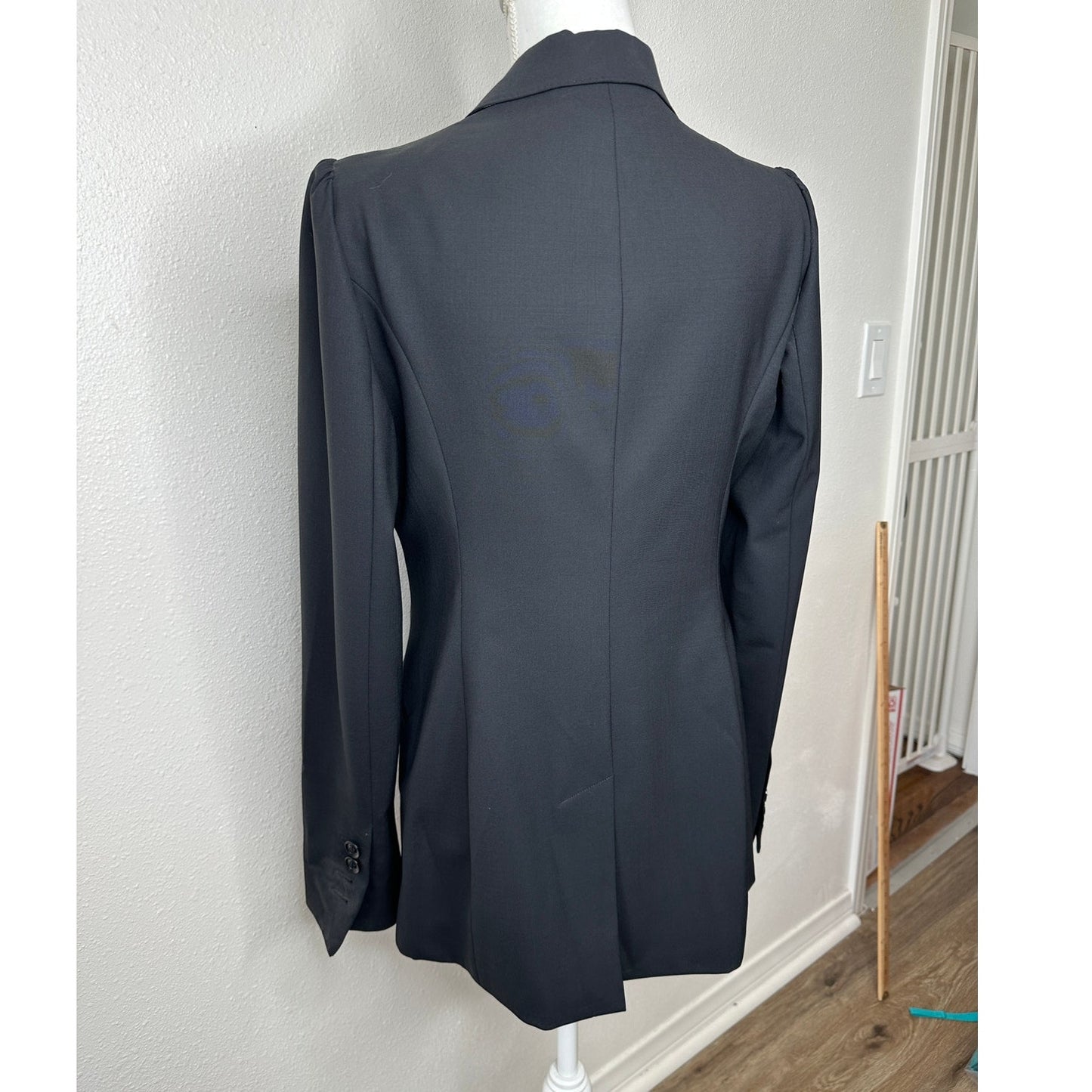 Burberry London Black 2-Button Wool Blazer Plaid Lined women's 8