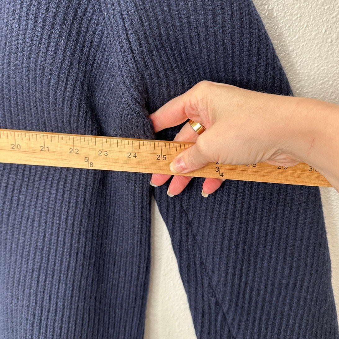 NWT The Row Dark Navy Ardi Chunky Knit Long Line Open Cardigan M