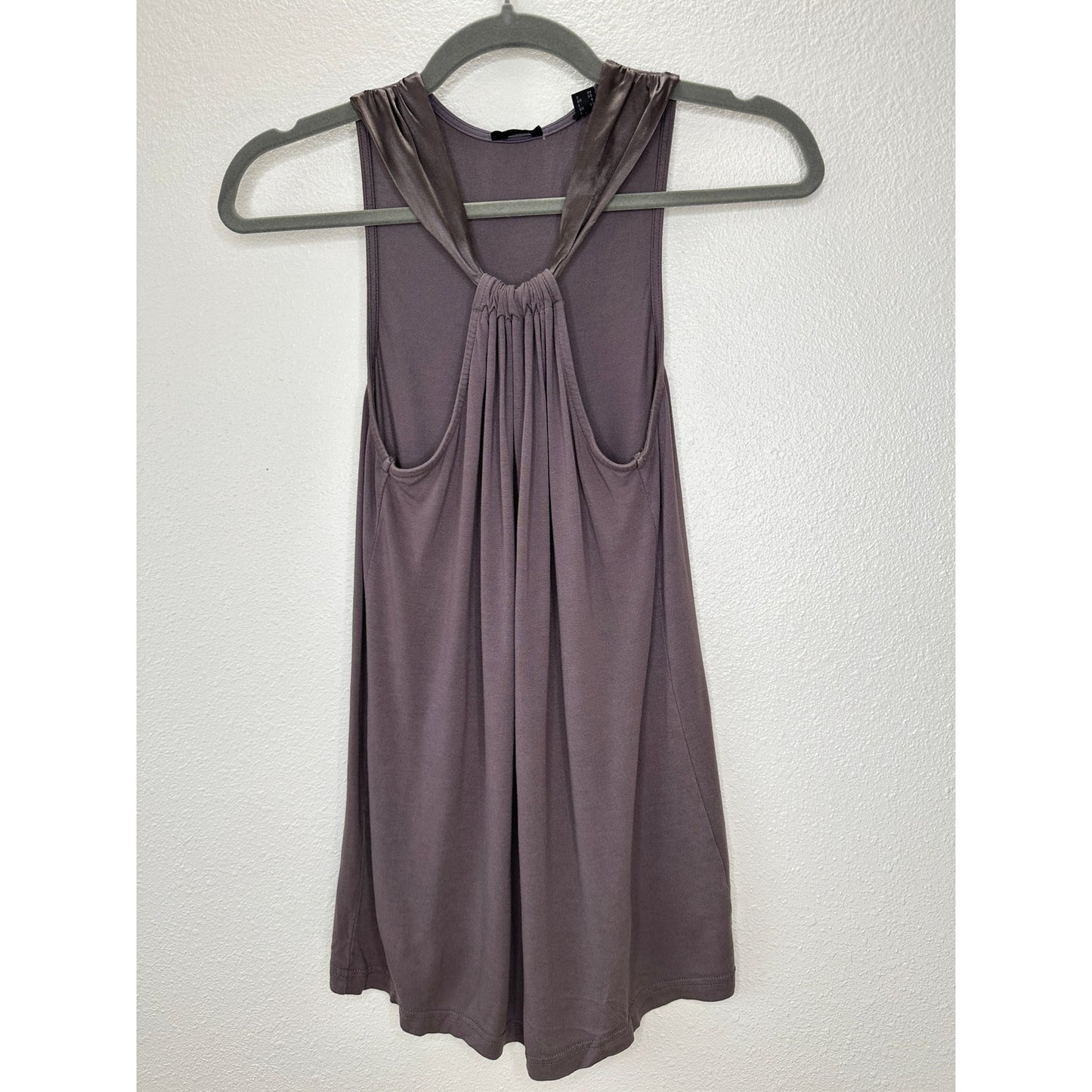 Esprit Gray Satin Strap Racer Front Flowy Tank Top