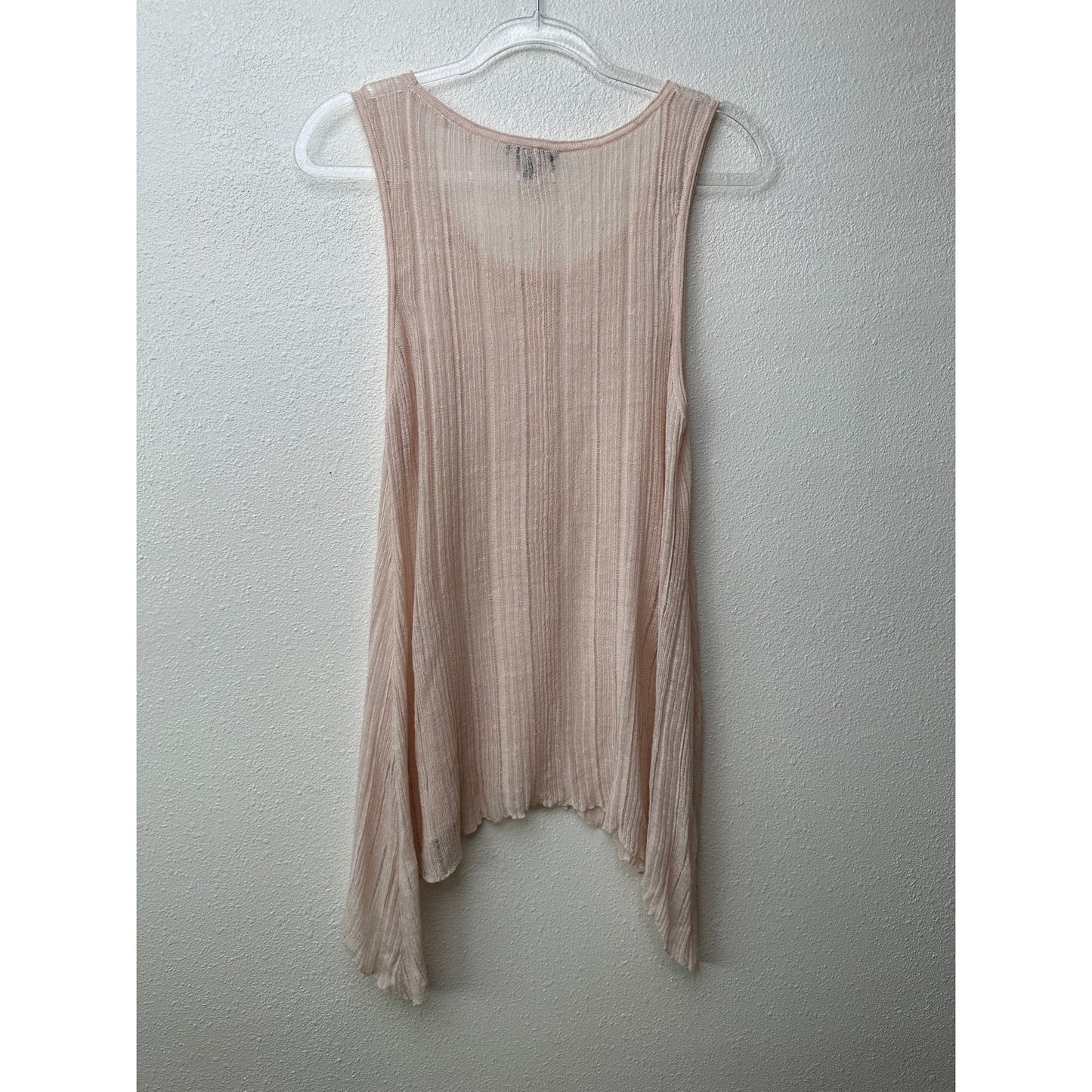 Eileen Fisher Pink Sheer Linen Silk High Low Tank Top L