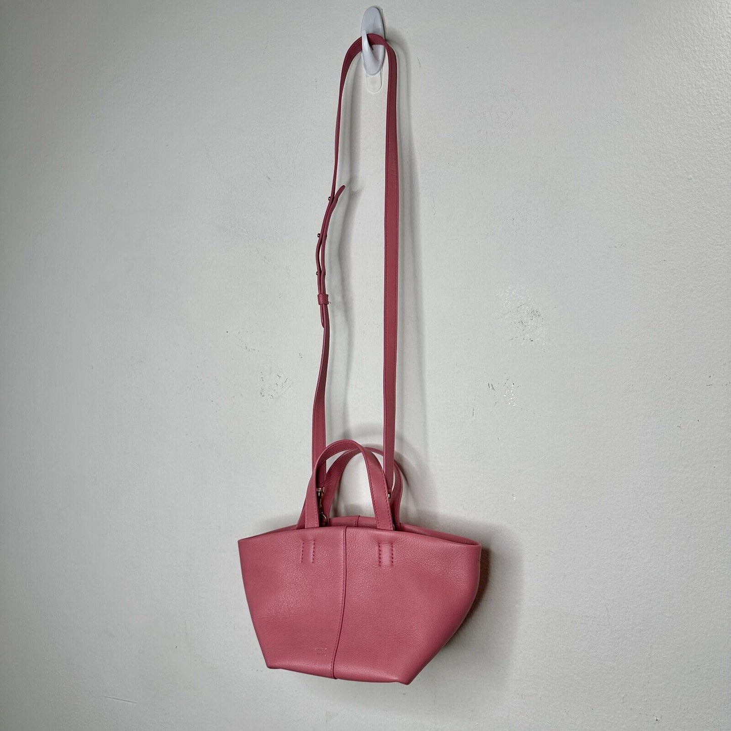 NWOT Mansur Gavriel Tulipano Mini Pebbled Leather Crossbody Bag Peony Pink
