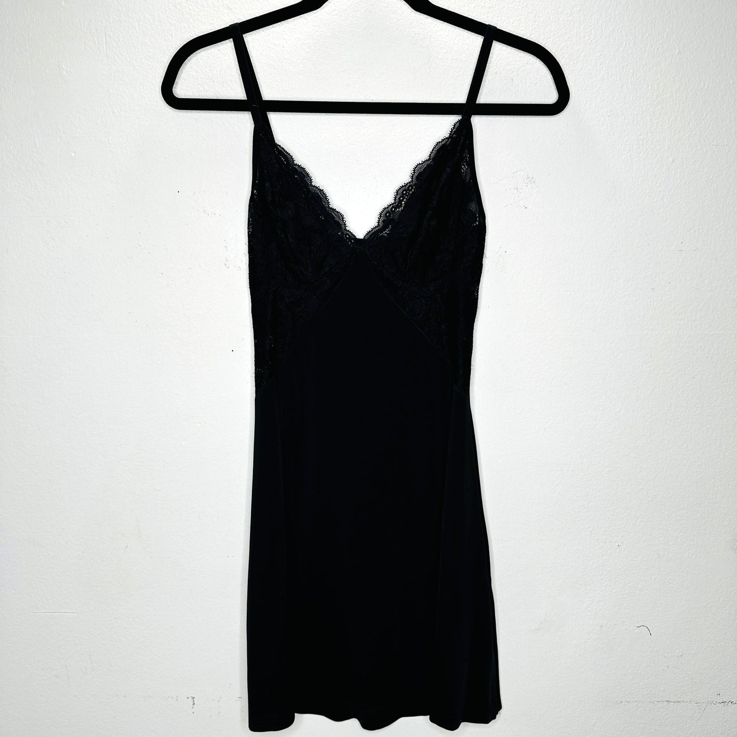 Guess Black Lace V-Neck Spaghetti Strap Slip Dress