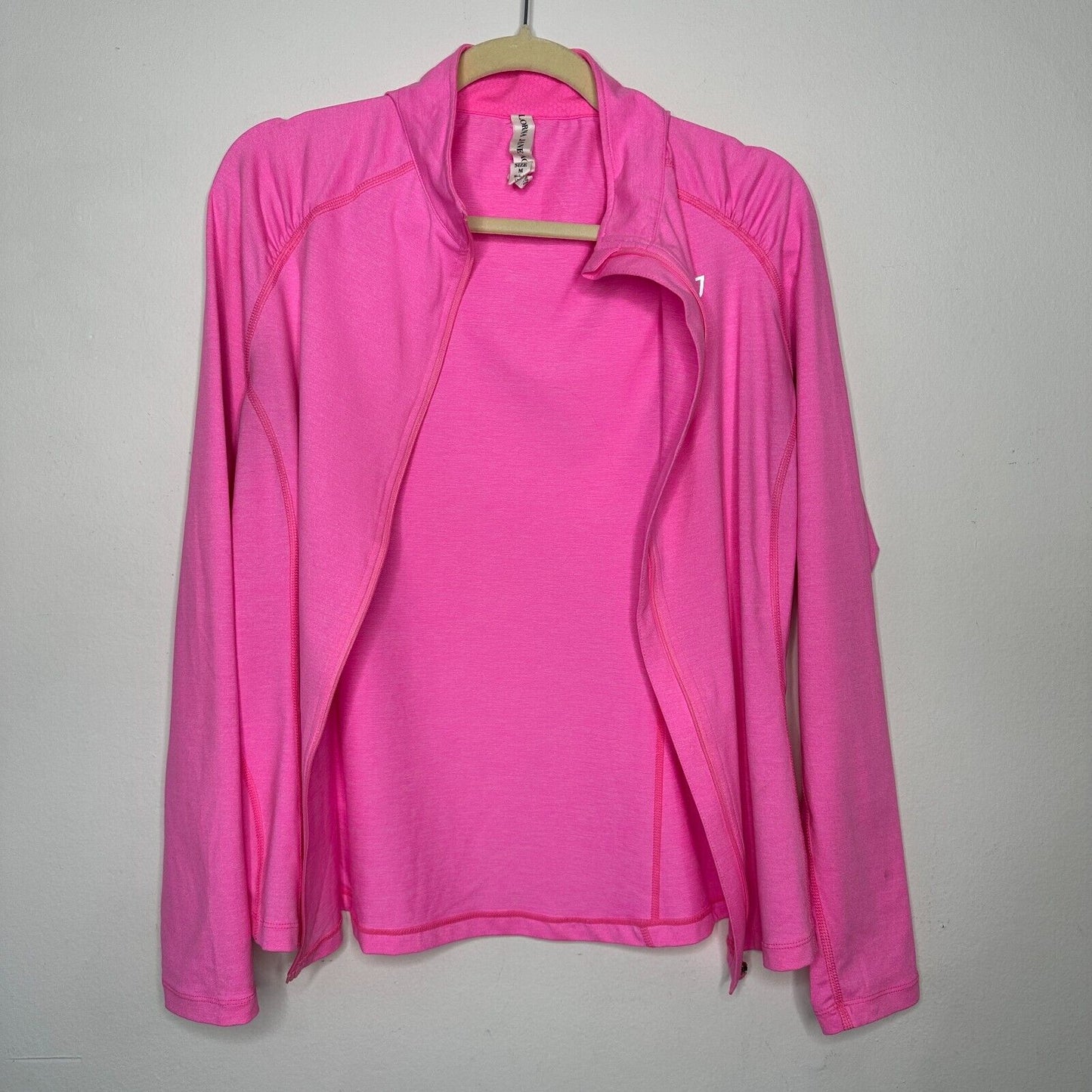 Lorna Jane Active Hot Pink Long Sleeve Zip Lightweight Fitted Stretch Jacket Med