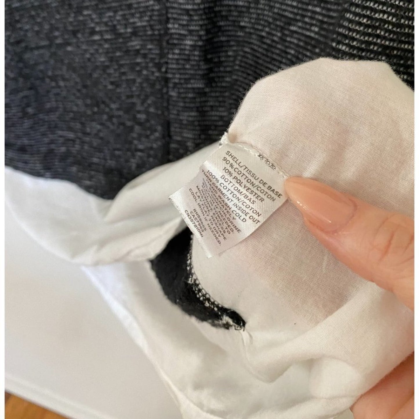Caslon Black White Color Block Boxy Crewneck Woven Hem Striped Texture Top M