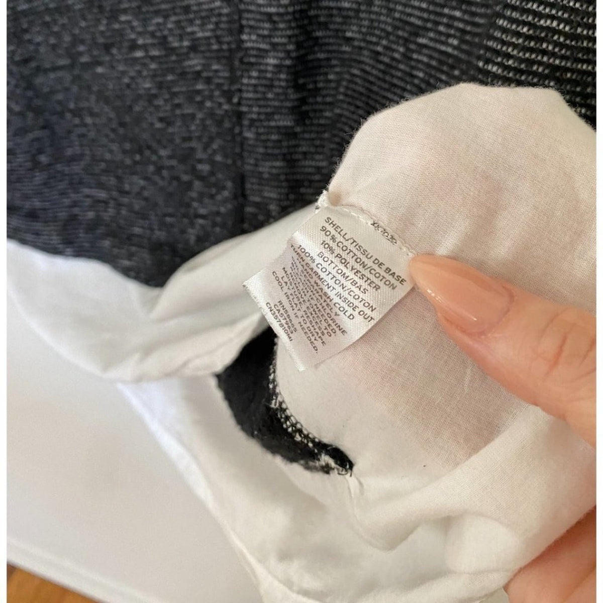 Caslon Black White Color Block Boxy Crewneck Woven Hem Striped Texture Top M