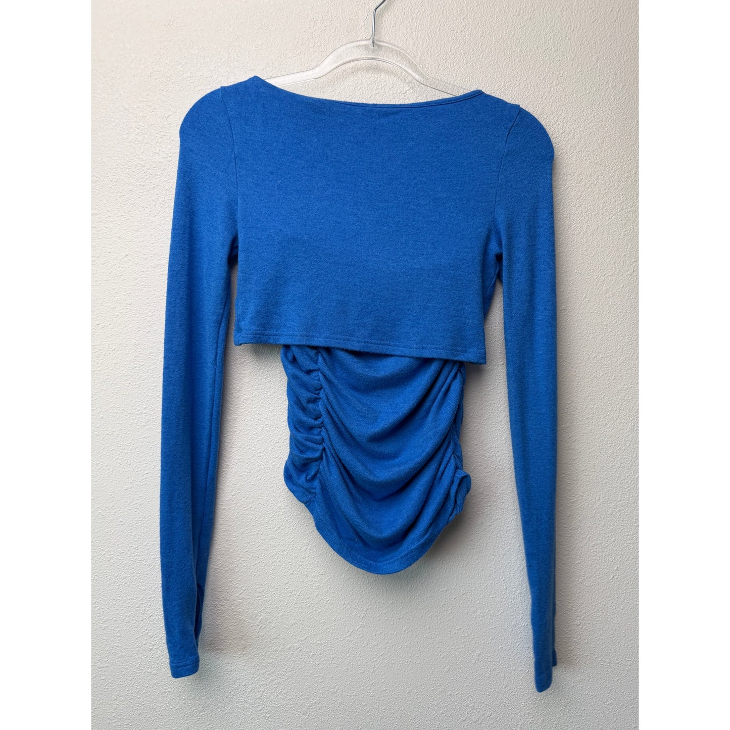 by.DYLN Cobalt Blue Tube Top Ruched Cutout Tube Top Crop Cardigan XS
