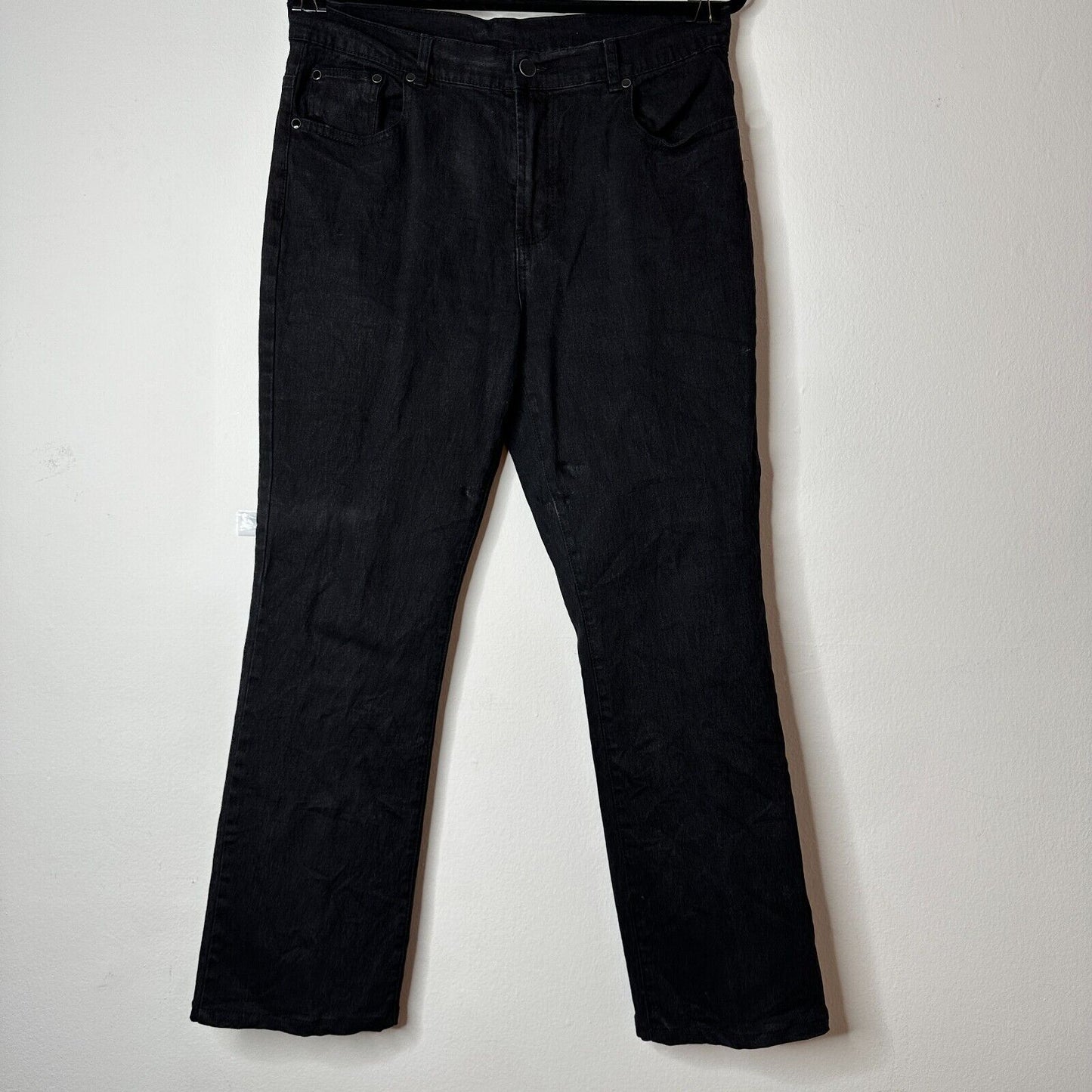 DG2 Diane Gilman Solid Black Mid-Rise Denim Jeans Stretch Straight Leg 10