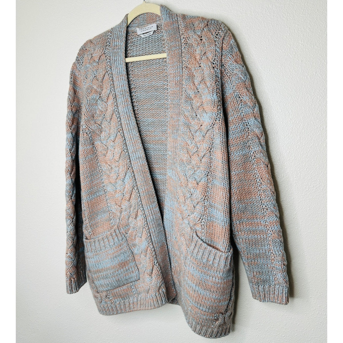 Gabriela Hearst Aguirre Blue Peach Cable Knit Cashmere Cardigan Sweater Large