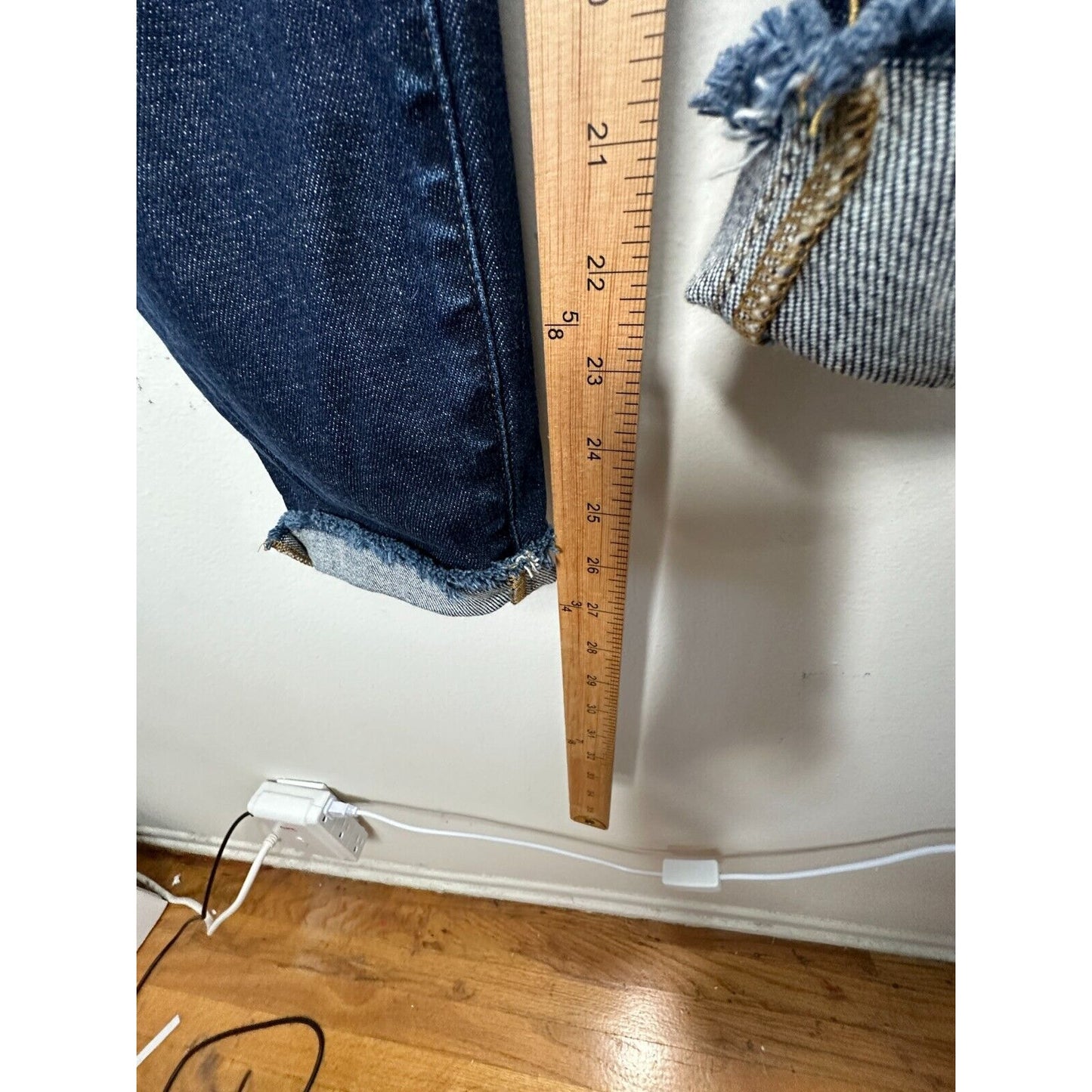 Frame Denim Le Boy Pondview Cropped Frayed Hem Straight Leg Jean Dark Wash 27