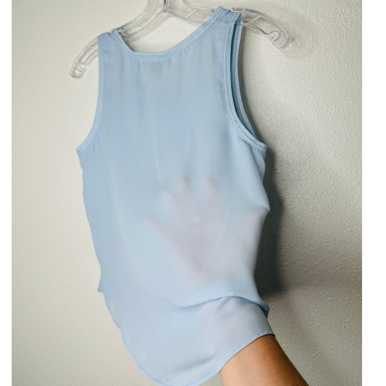 NWT Banana Republic Light Blue Picot Trim Semi Sheer Tank Top XSP