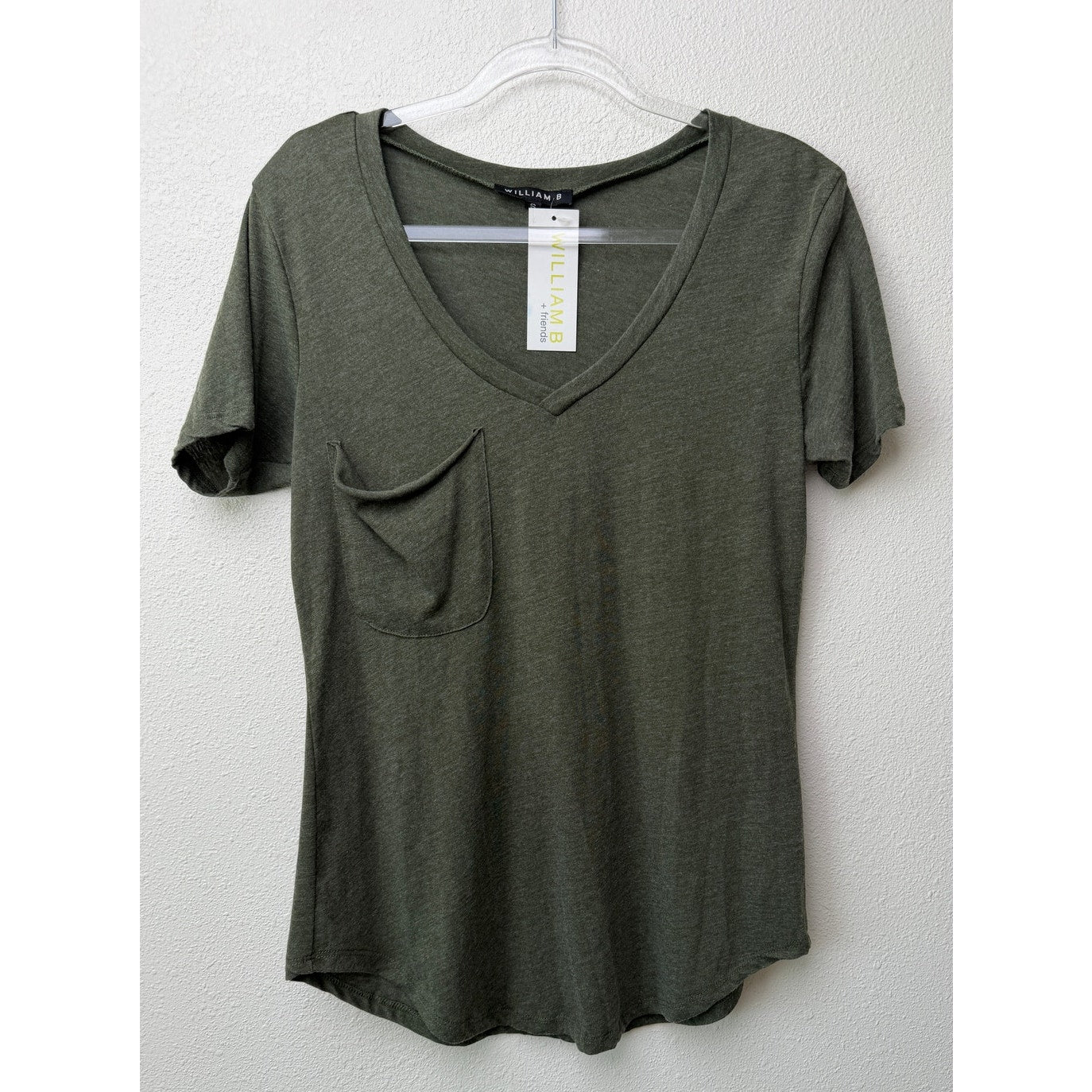 NWT William B Olive Pocket V Neck Tee Womens S