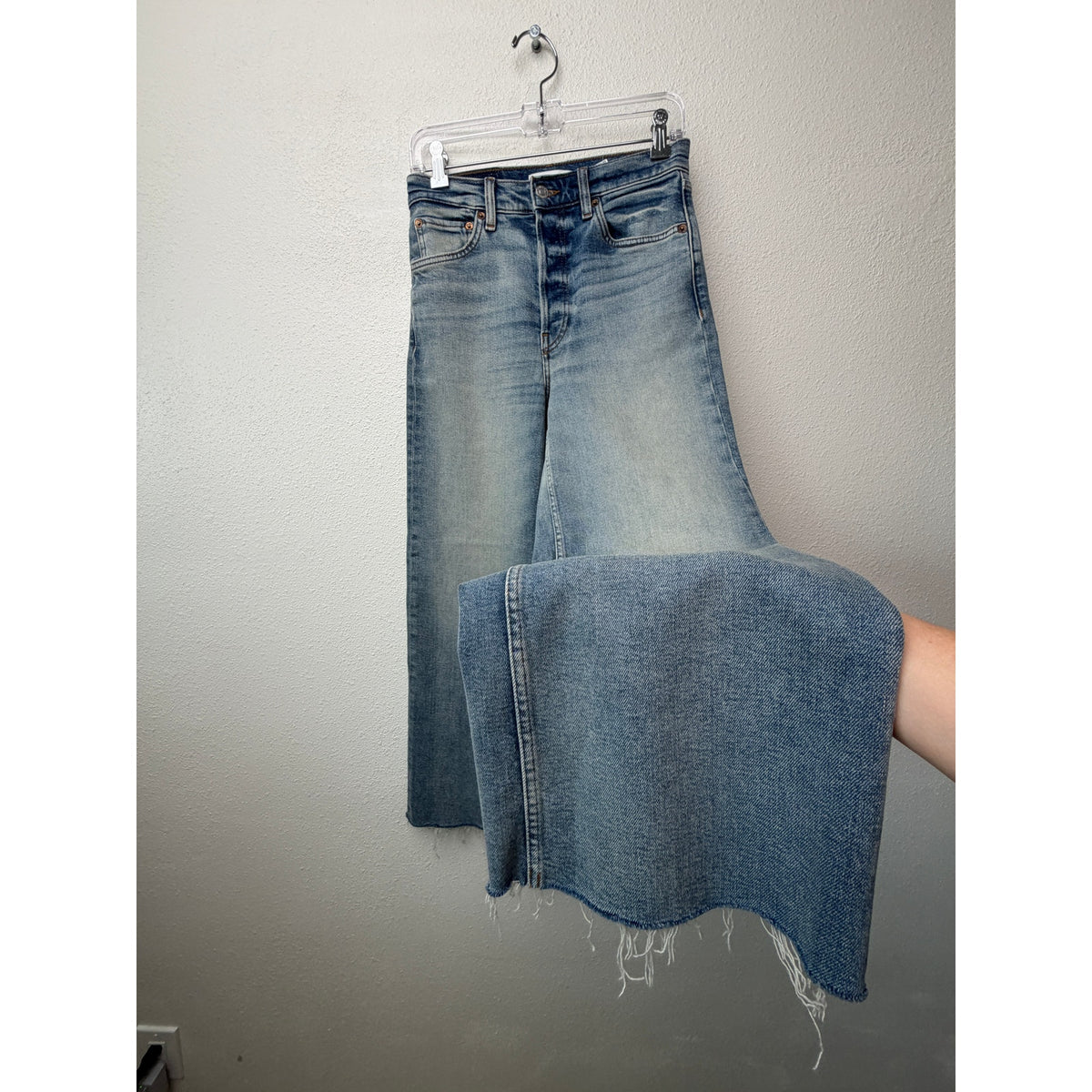 RE/DONE Blue High Rise Wide Leg Crop Jeans Women's 26