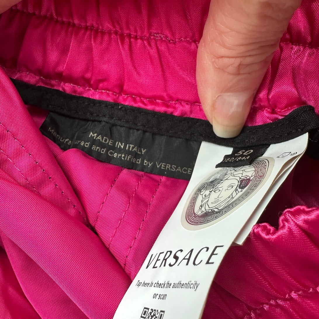 Versace Muay Thai Boxing Shorts Pink Silver Versace Medusa Patch 50 / L