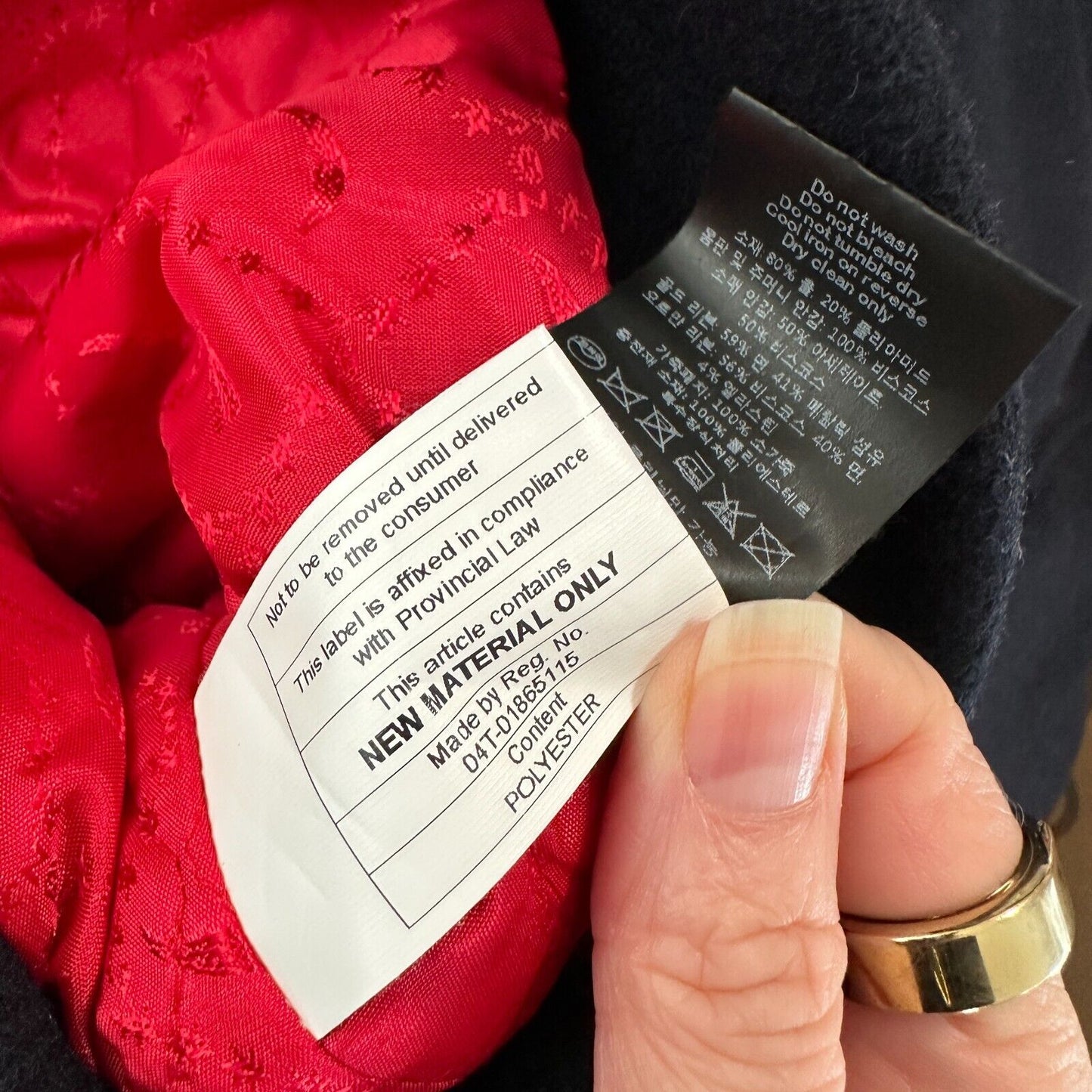 Zadig & Voltaire Wool Jacket Navy Gold Stand Collar Flap Pocket Zip Up Bomber SM