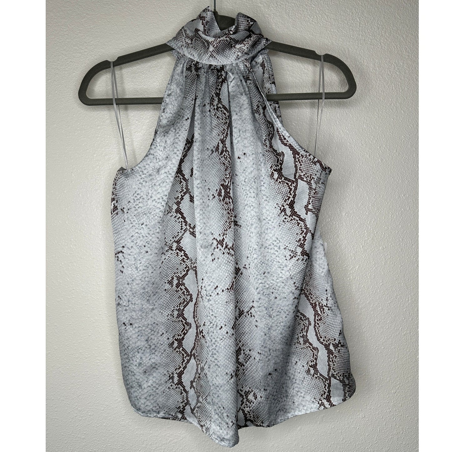 NWT Bishop + Young The Rain Python Tie Neck Sleeveless Blouse S