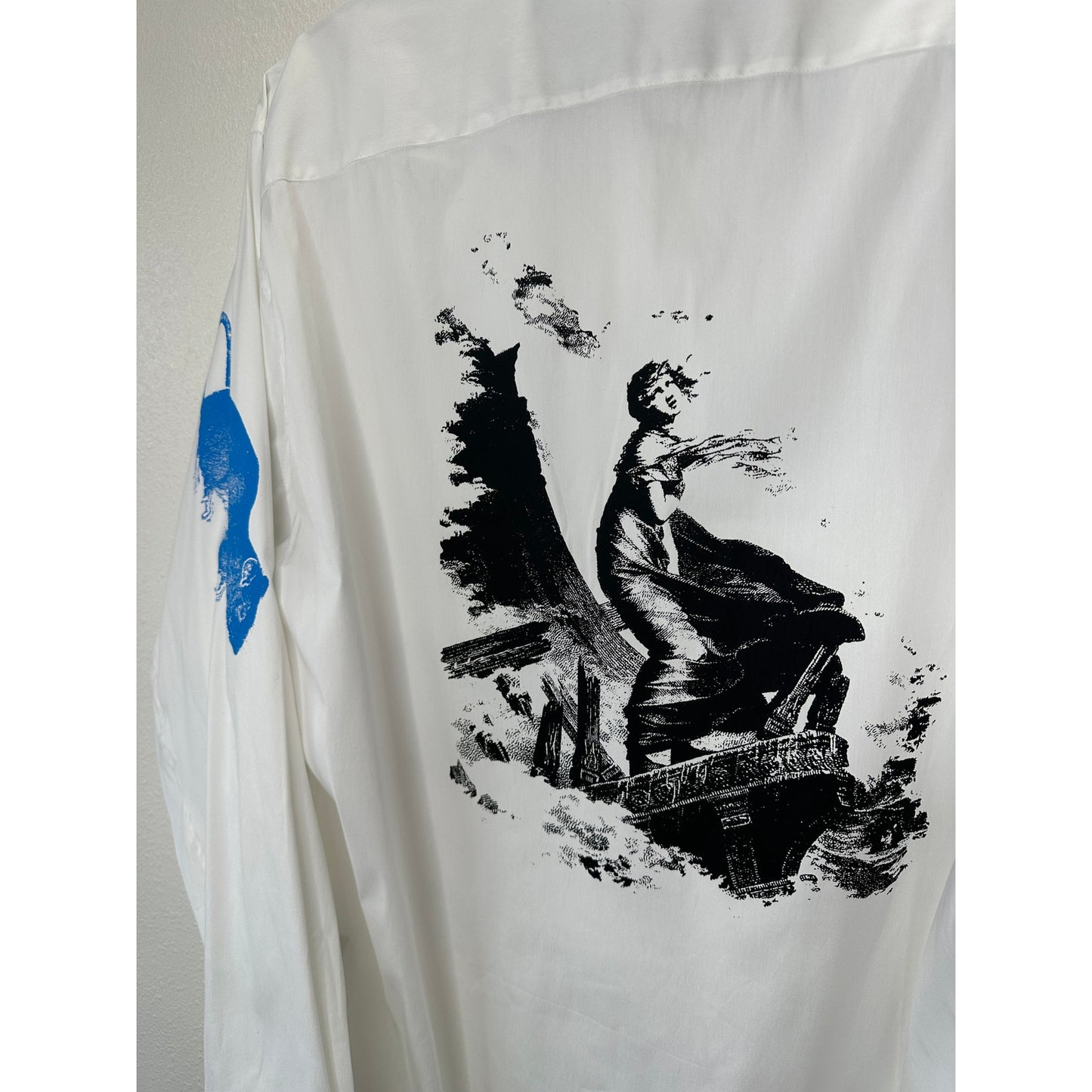 NWT Libertine Silk Screen Melange Deconstructed Mandarin Button Shirt L / XL