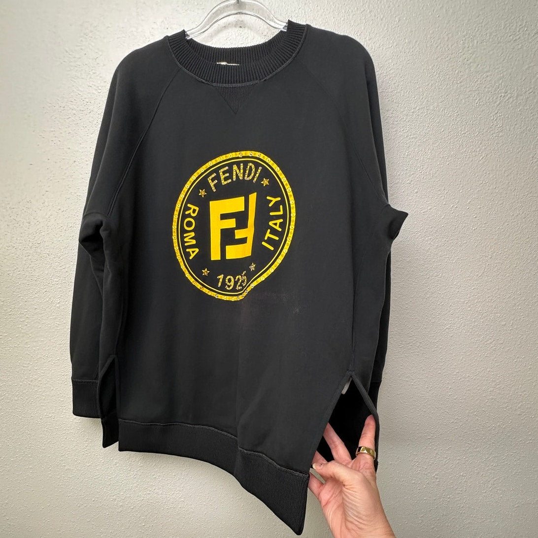 Fendi Black Roma 1925 Logo Crewneck Sweatshirt Women’s L