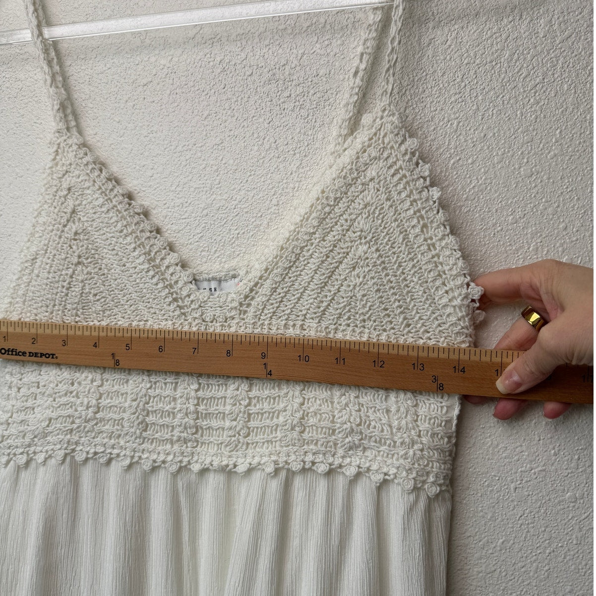 Lush Ivory Crochet Bodice Spaghetti Strap Midi Sundress Size S