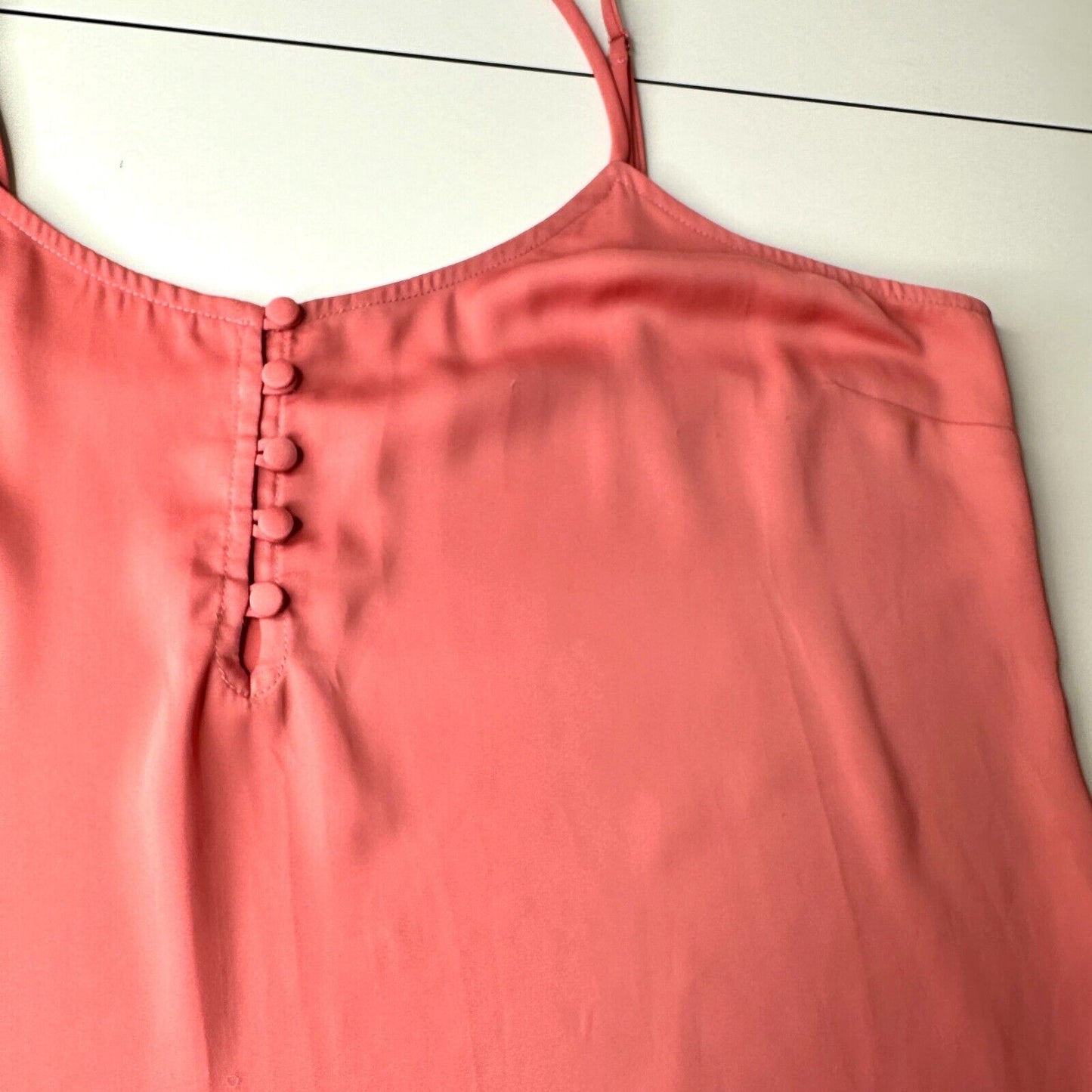 L'Academie Peach 5-Button Loop Close Knit Tank Adjustable Straps Cami Top L