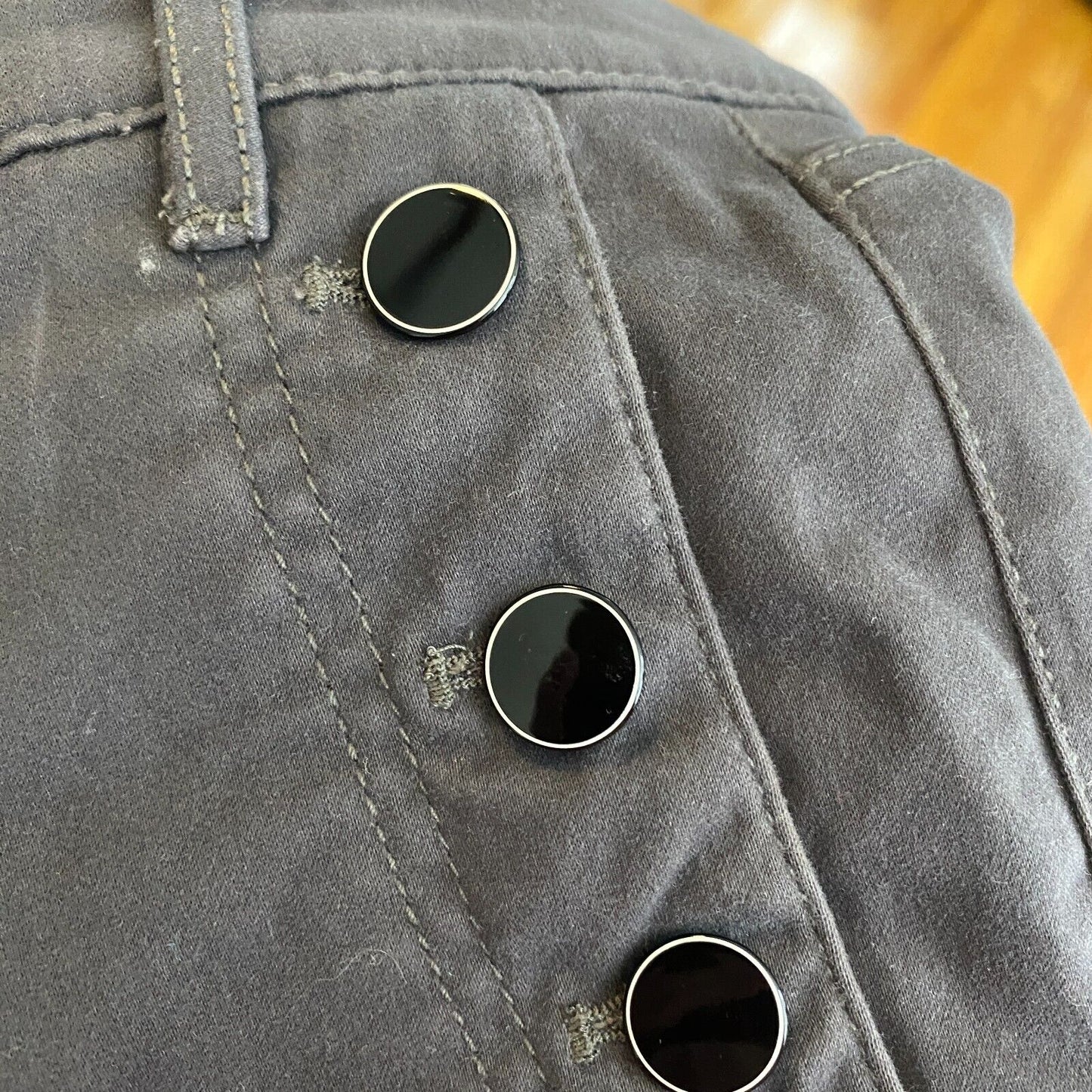 Loft Dark Gray Black Button Front Skinny Trouser Pant Zip Hook & Eye 0 / 25