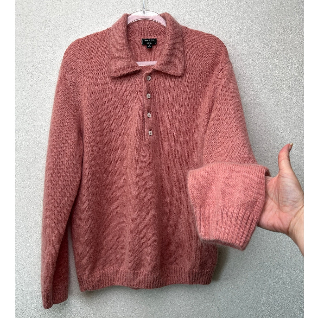 Todd Snyder Mohair Sweater Polo Mens Medium Mauve Pink