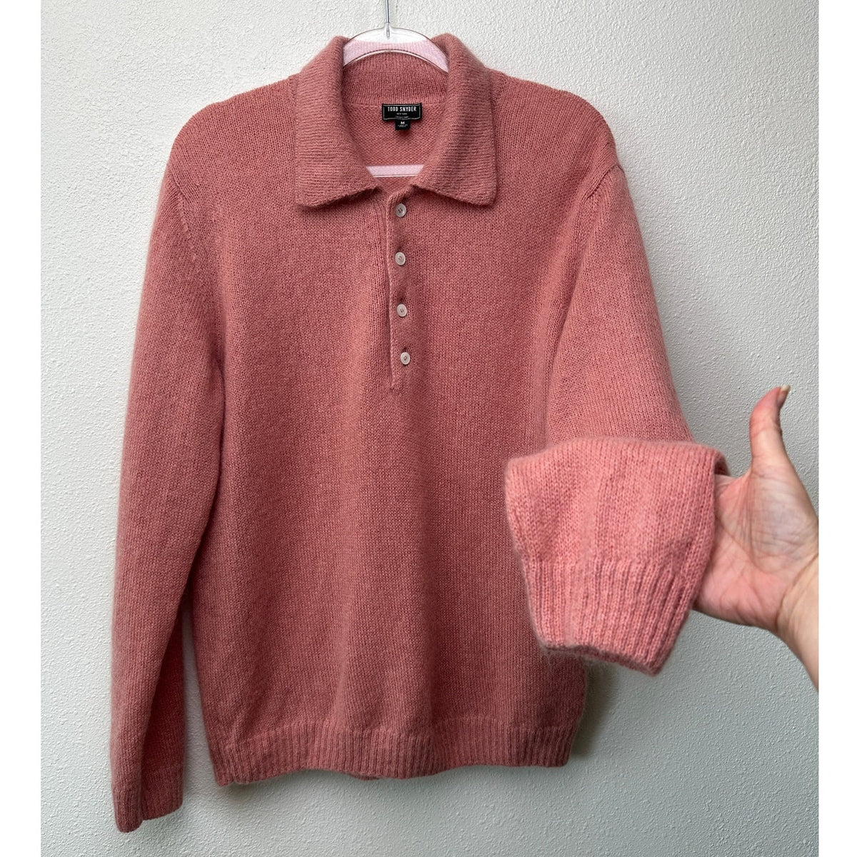 Todd Snyder Mohair Sweater Polo Mens Medium Mauve Pink