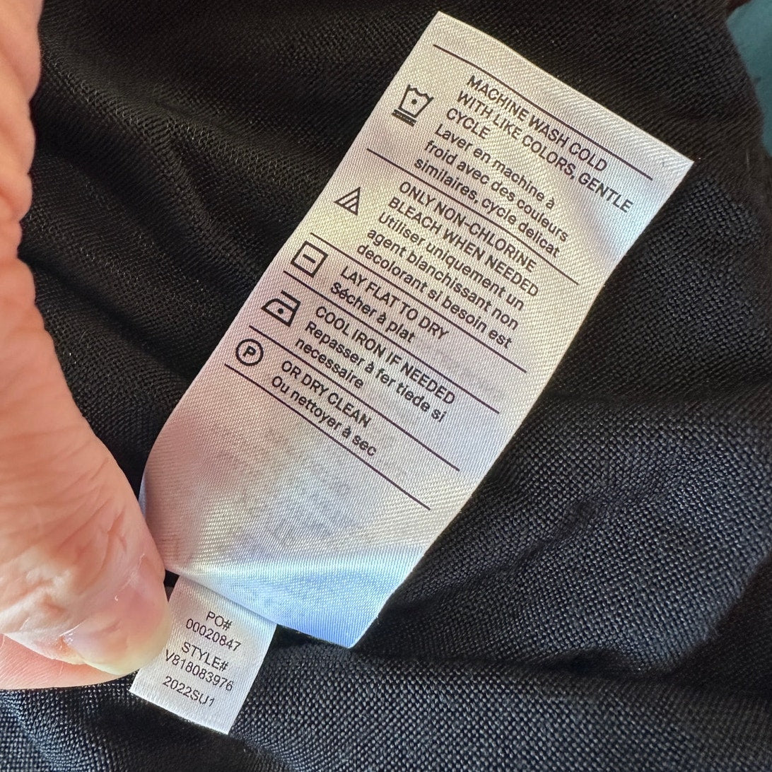 Vince Black Faux Wrap Tank Midi Dress XS Sleeveless Stretch Jersey