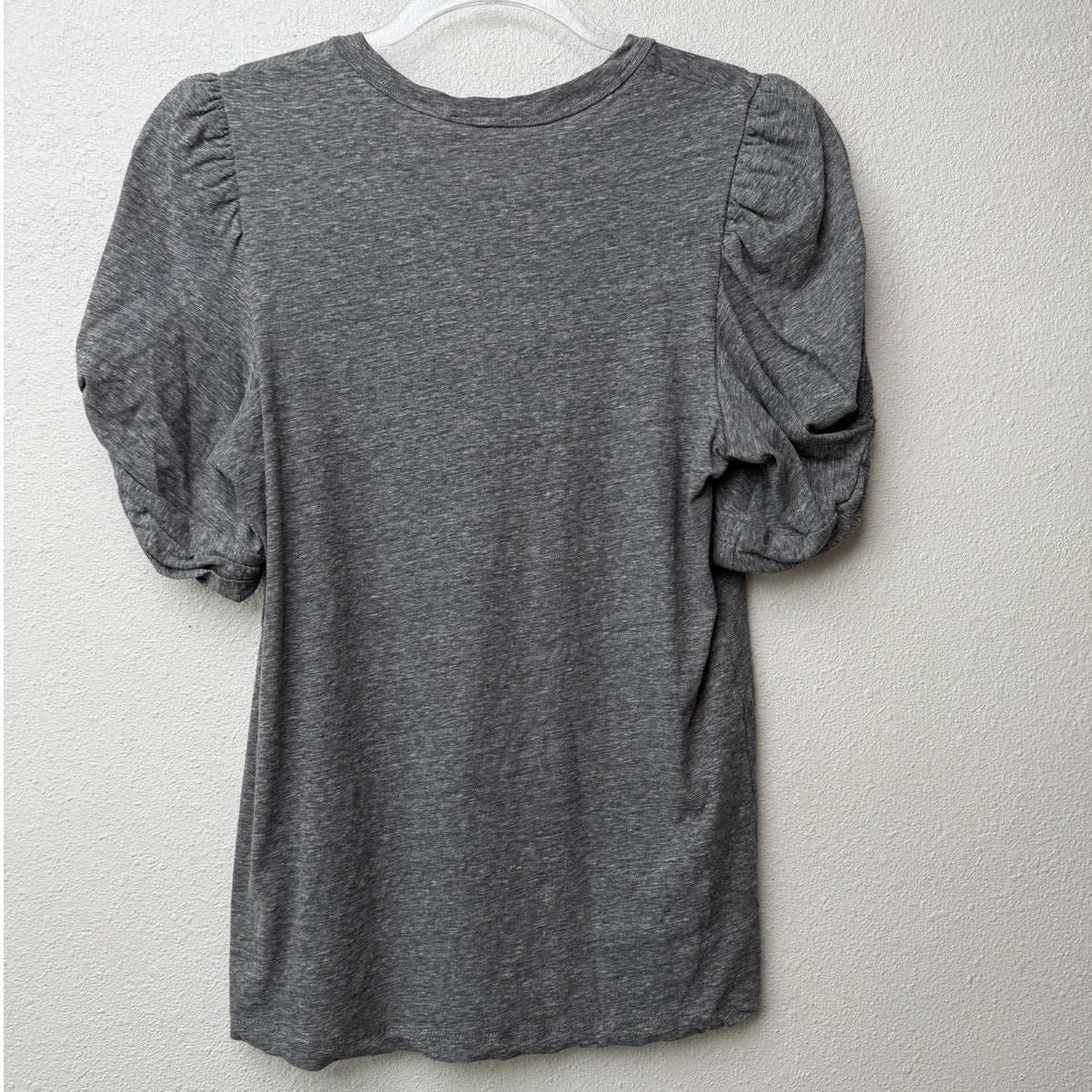 A.L.C. T Shirt Gray Puff Sleeve Women US S Crewneck Cotton